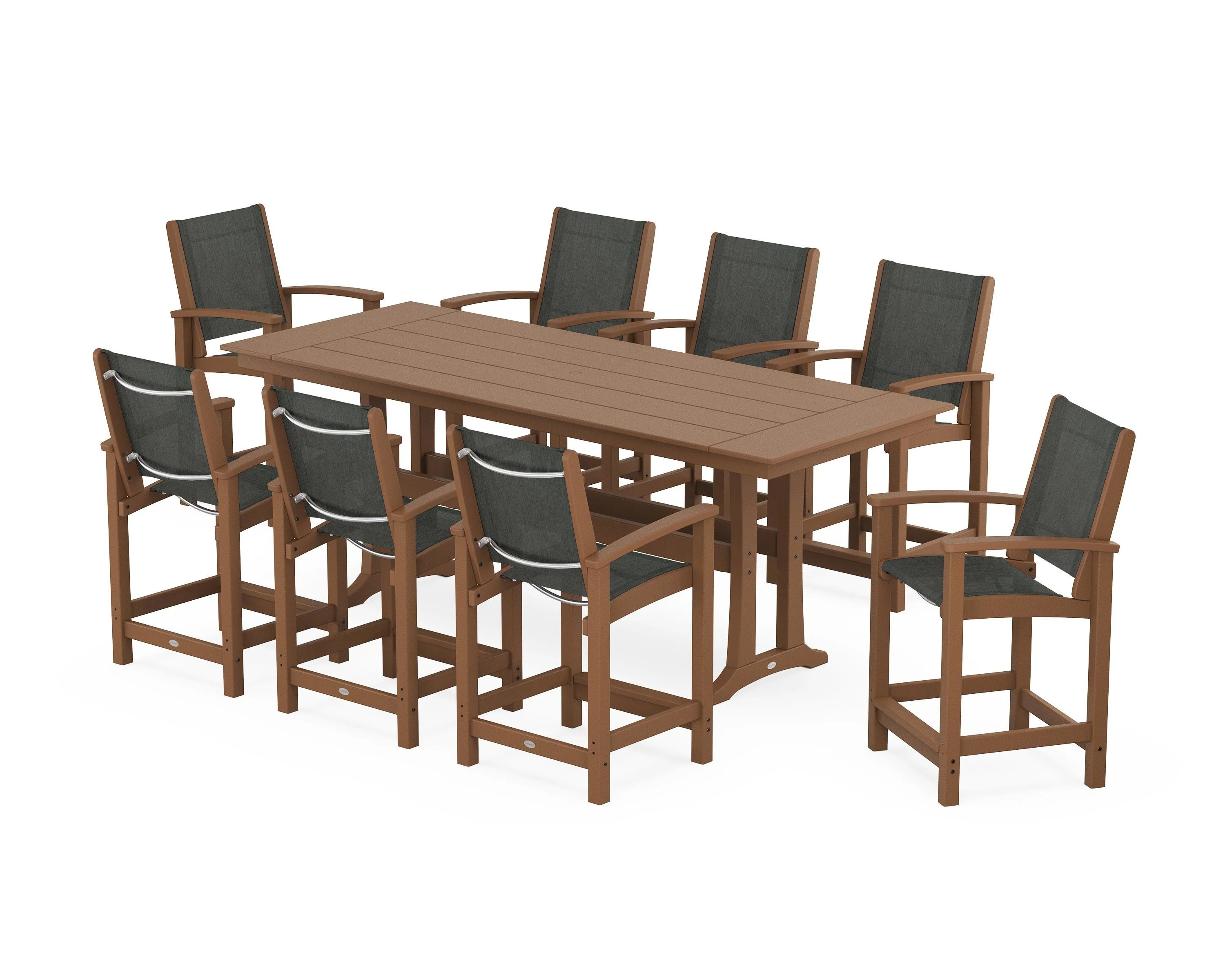 Coastal 9-Piece Farmhouse Counter Set with Trestle Legs - Image 64