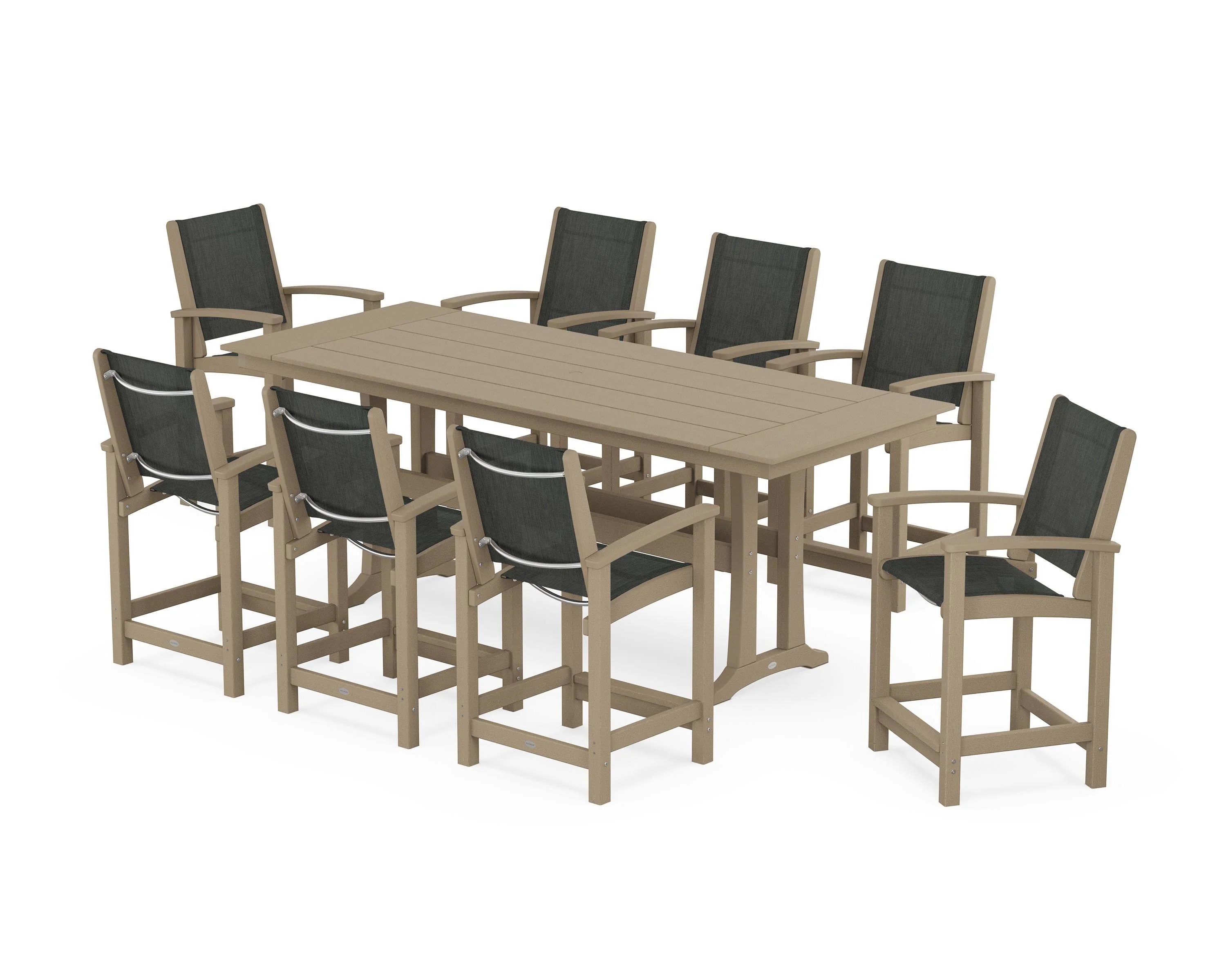 Coastal 9-Piece Farmhouse Counter Set with Trestle Legs - Image 65