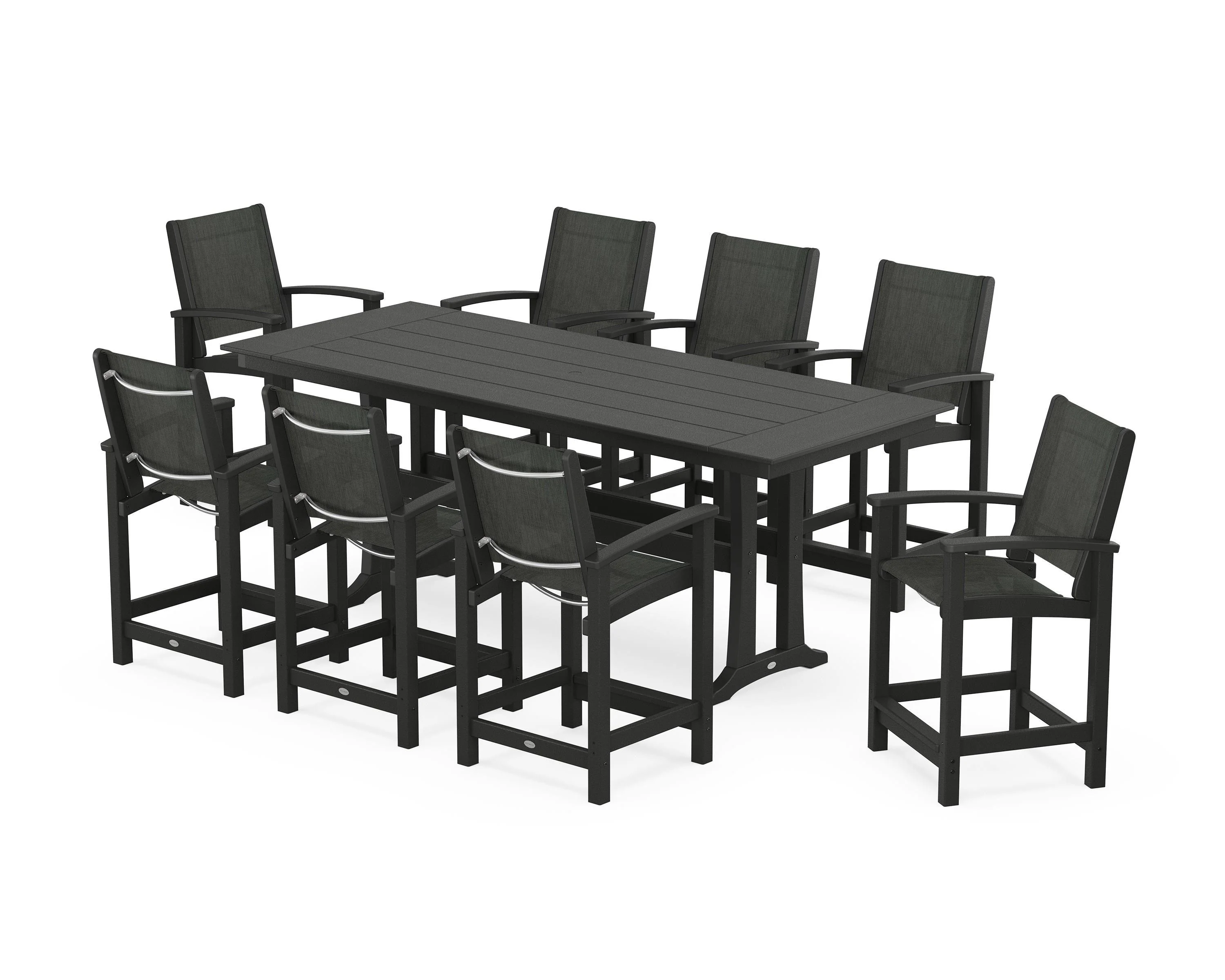 Coastal 9-Piece Farmhouse Counter Set with Trestle Legs - Image 66
