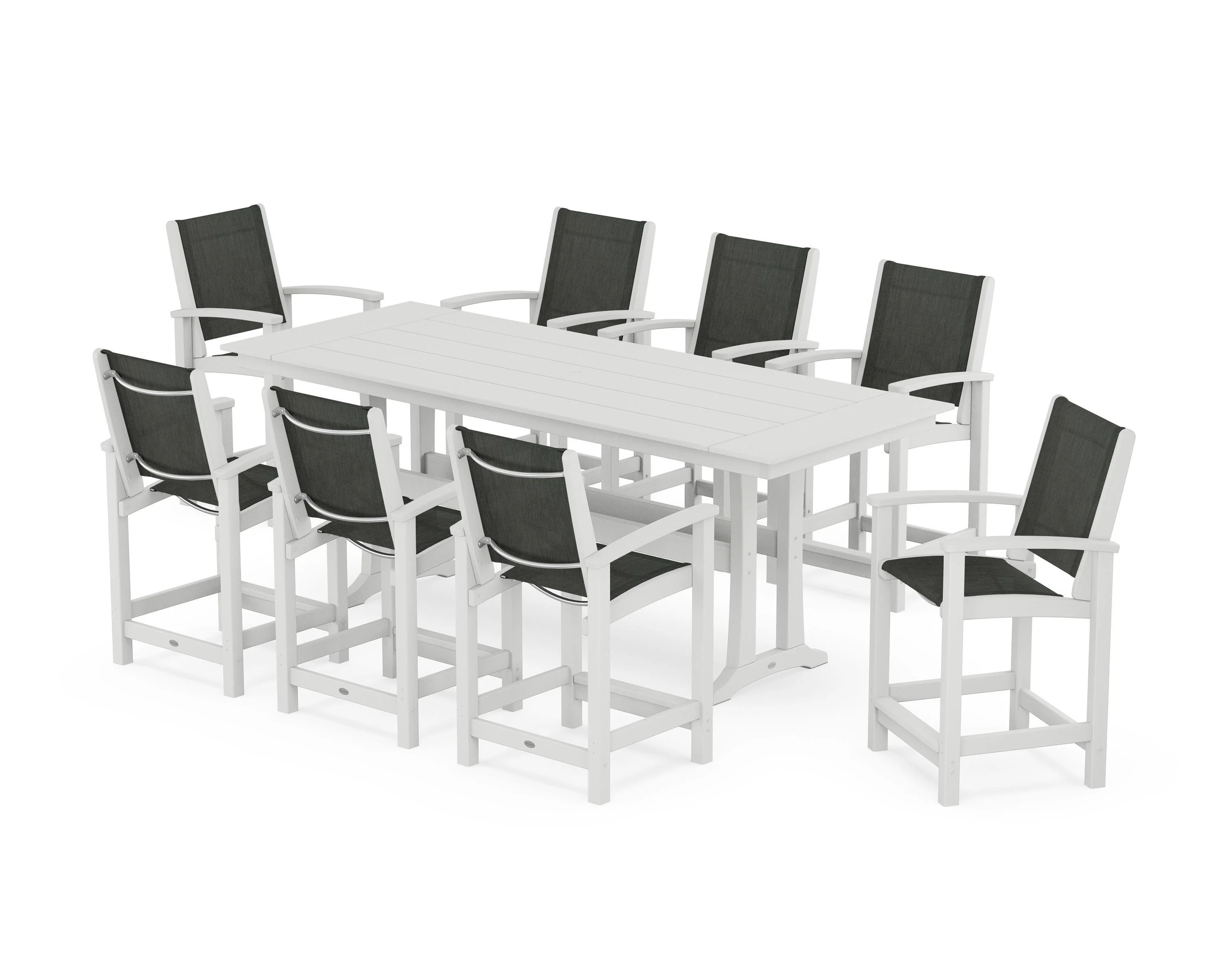 Coastal 9-Piece Farmhouse Counter Set with Trestle Legs - Image 67