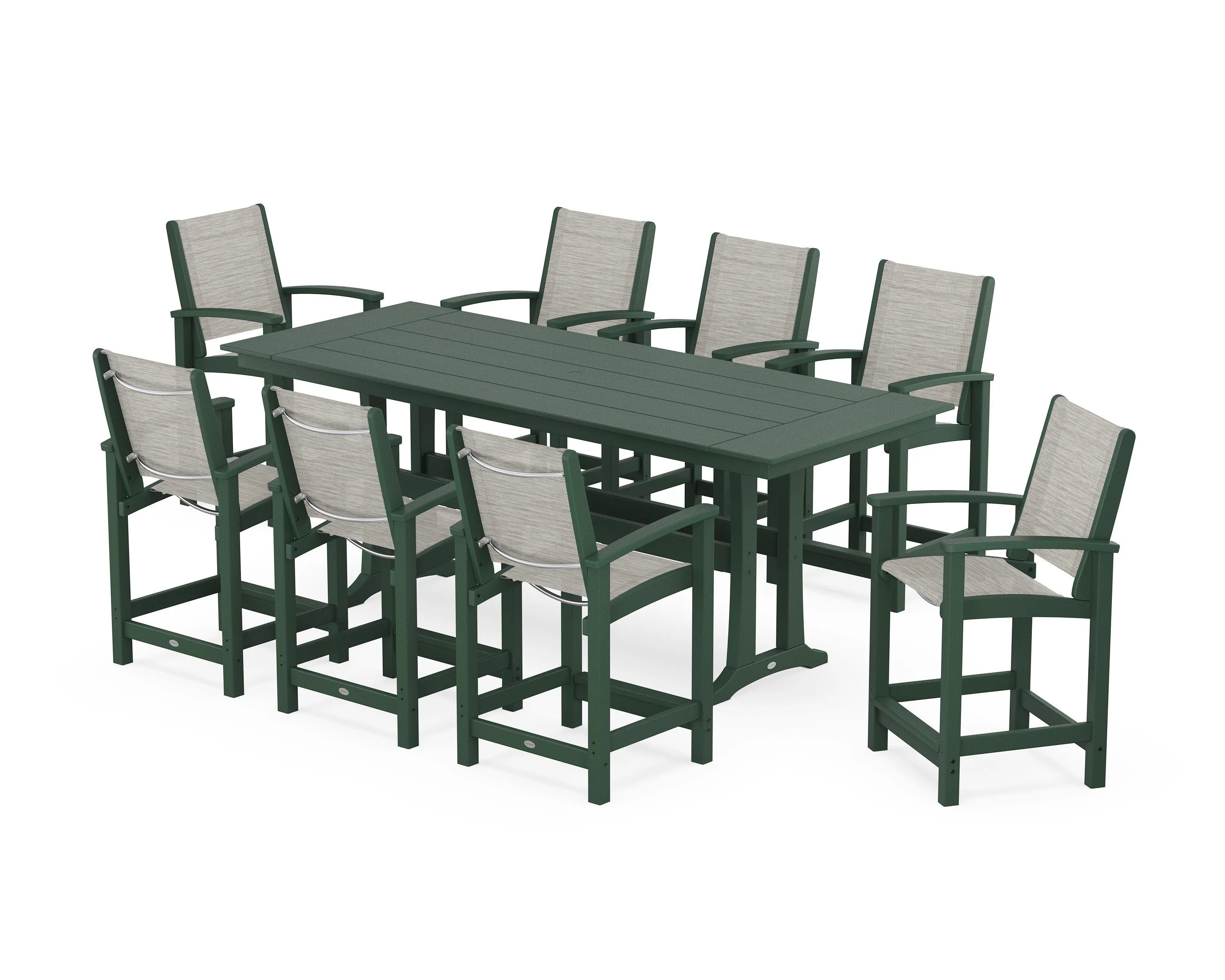 Coastal 9-Piece Farmhouse Counter Set with Trestle Legs - Image 68