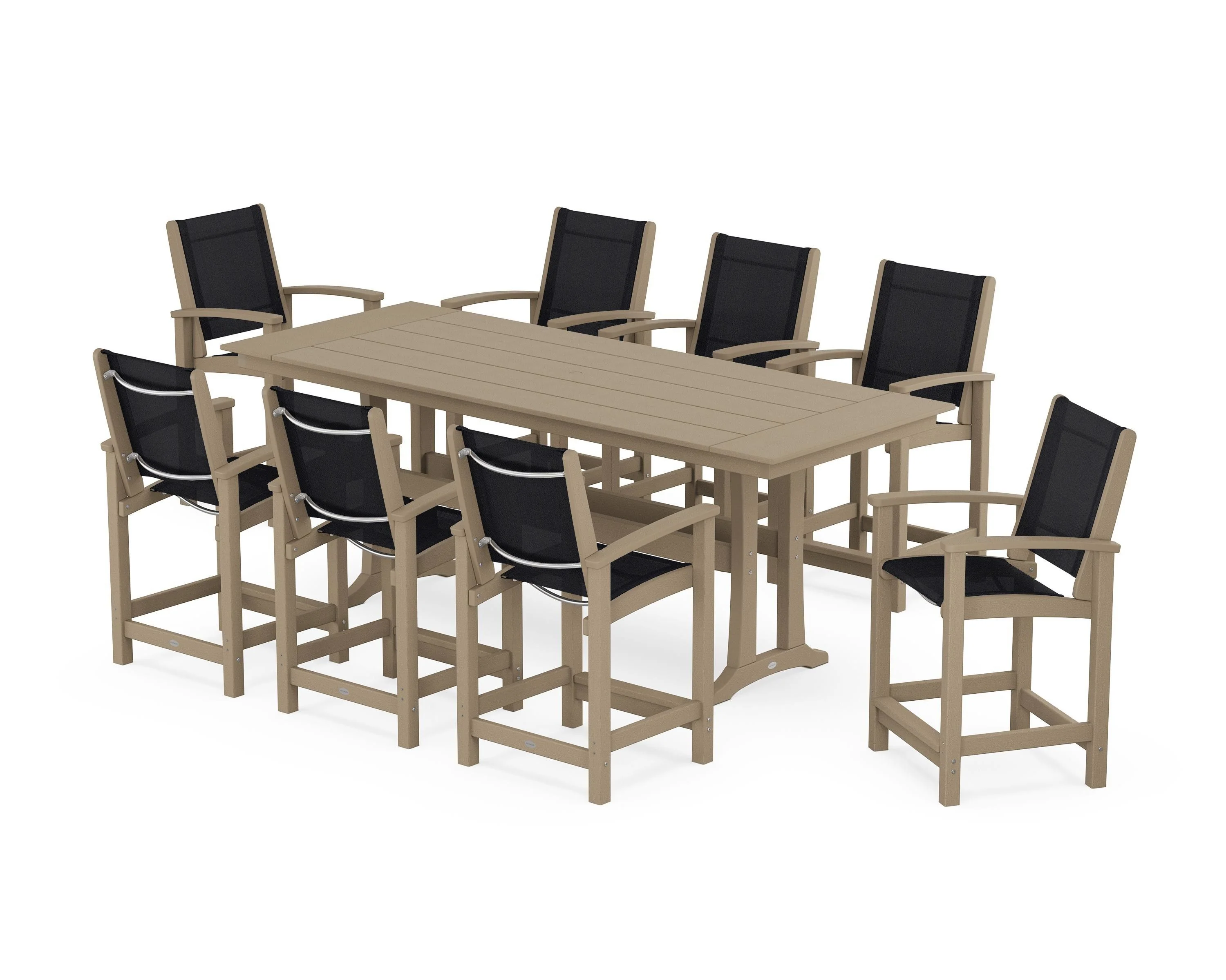 Coastal 9-Piece Farmhouse Counter Set with Trestle Legs - Image 69