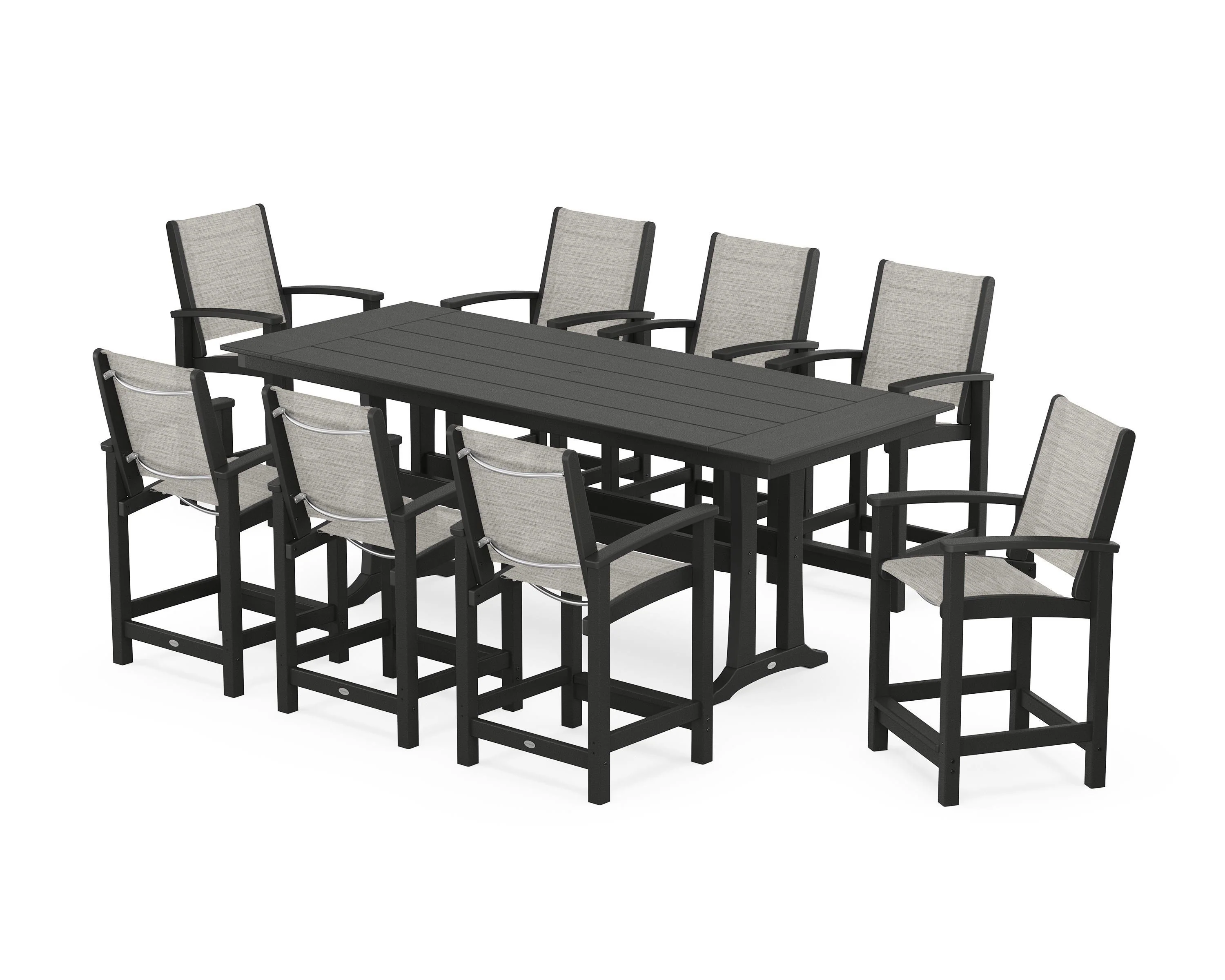 Coastal 9-Piece Farmhouse Counter Set with Trestle Legs - Image 71