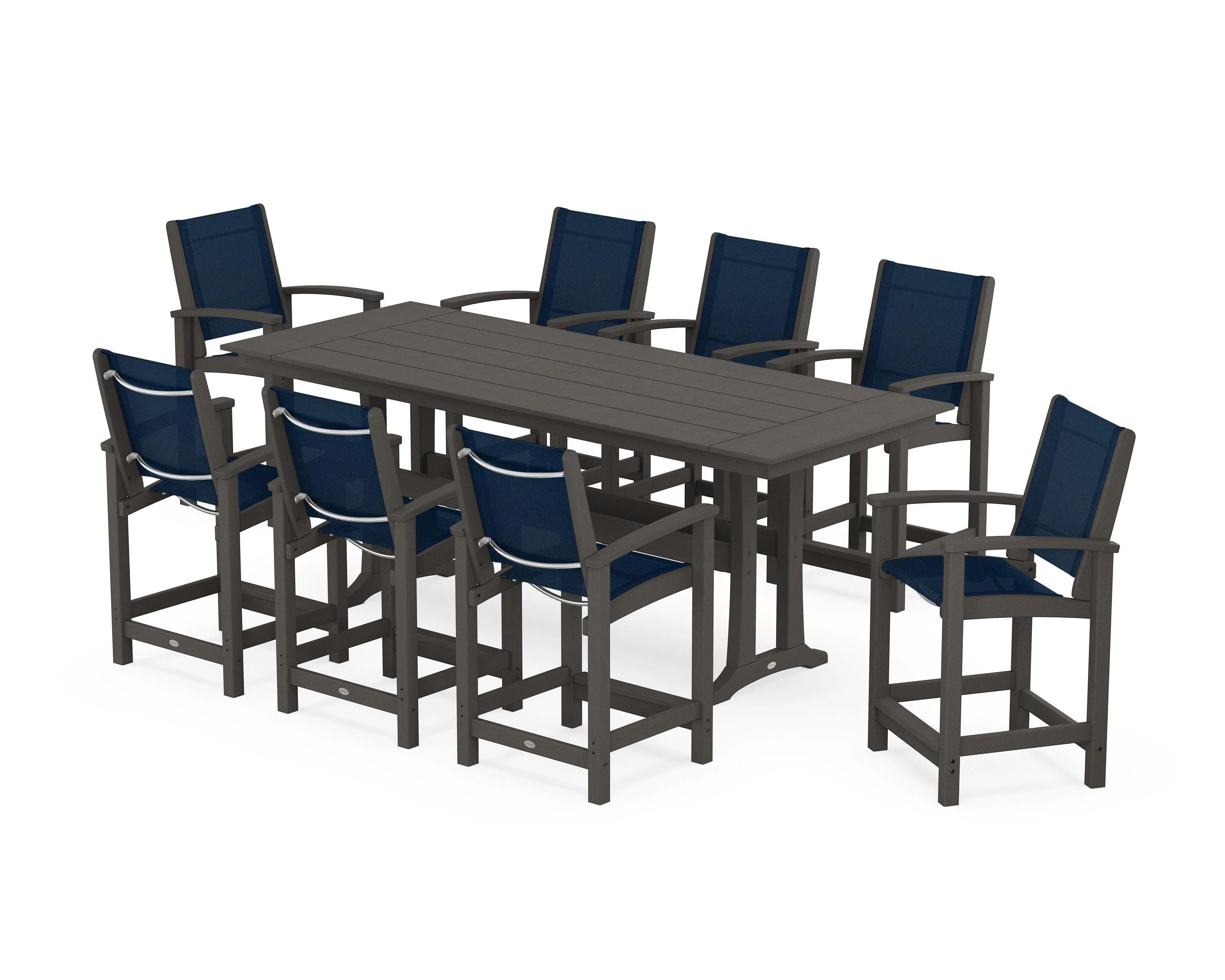 Coastal 9-Piece Farmhouse Counter Set with Trestle Legs - Image 72