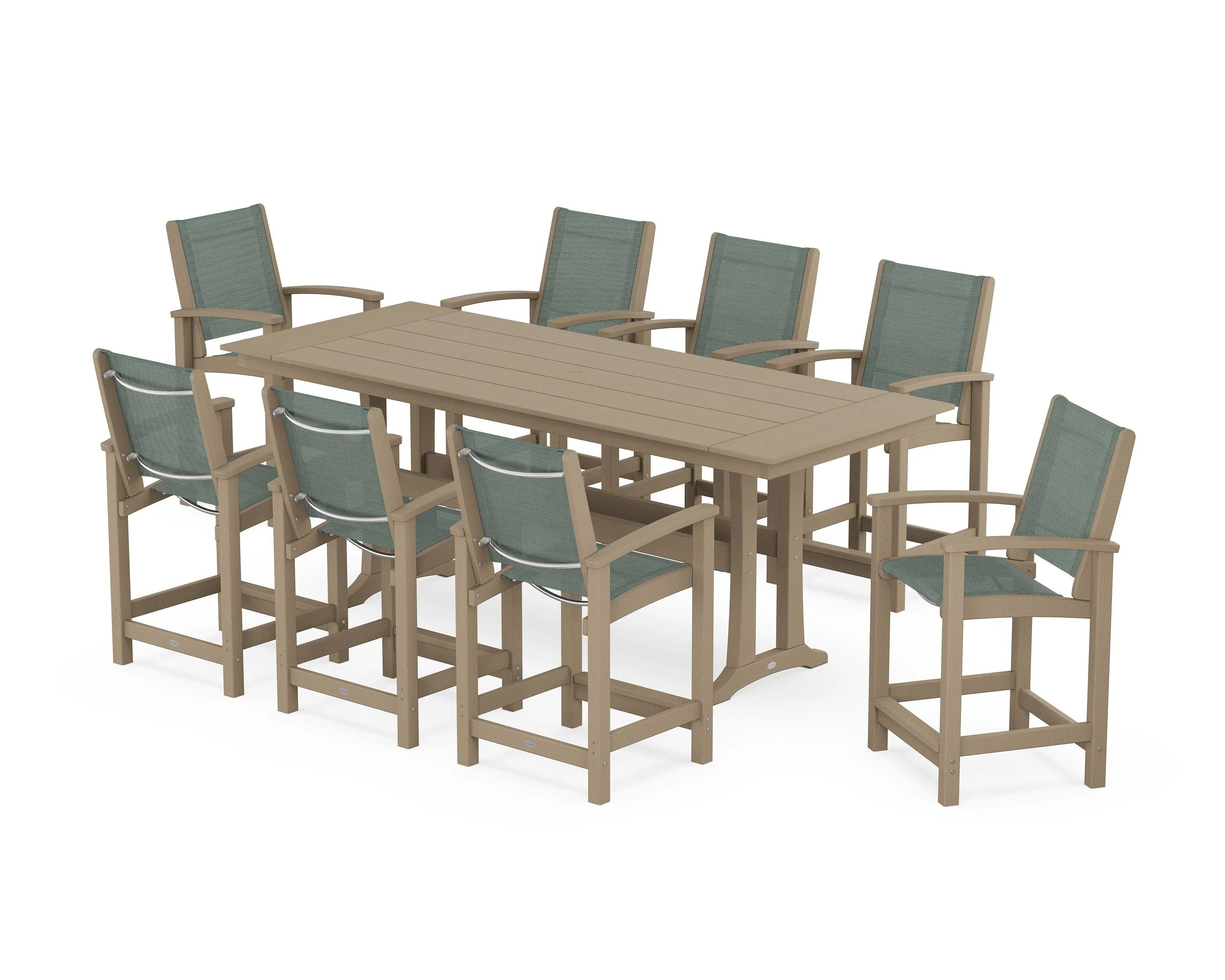 Coastal 9-Piece Farmhouse Counter Set with Trestle Legs - Image 74