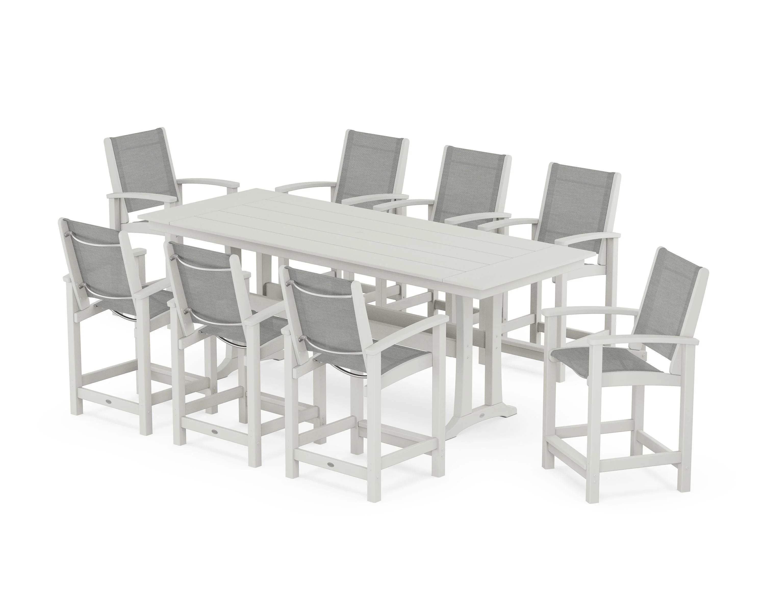 Coastal 9-Piece Farmhouse Counter Set with Trestle Legs - Image 78