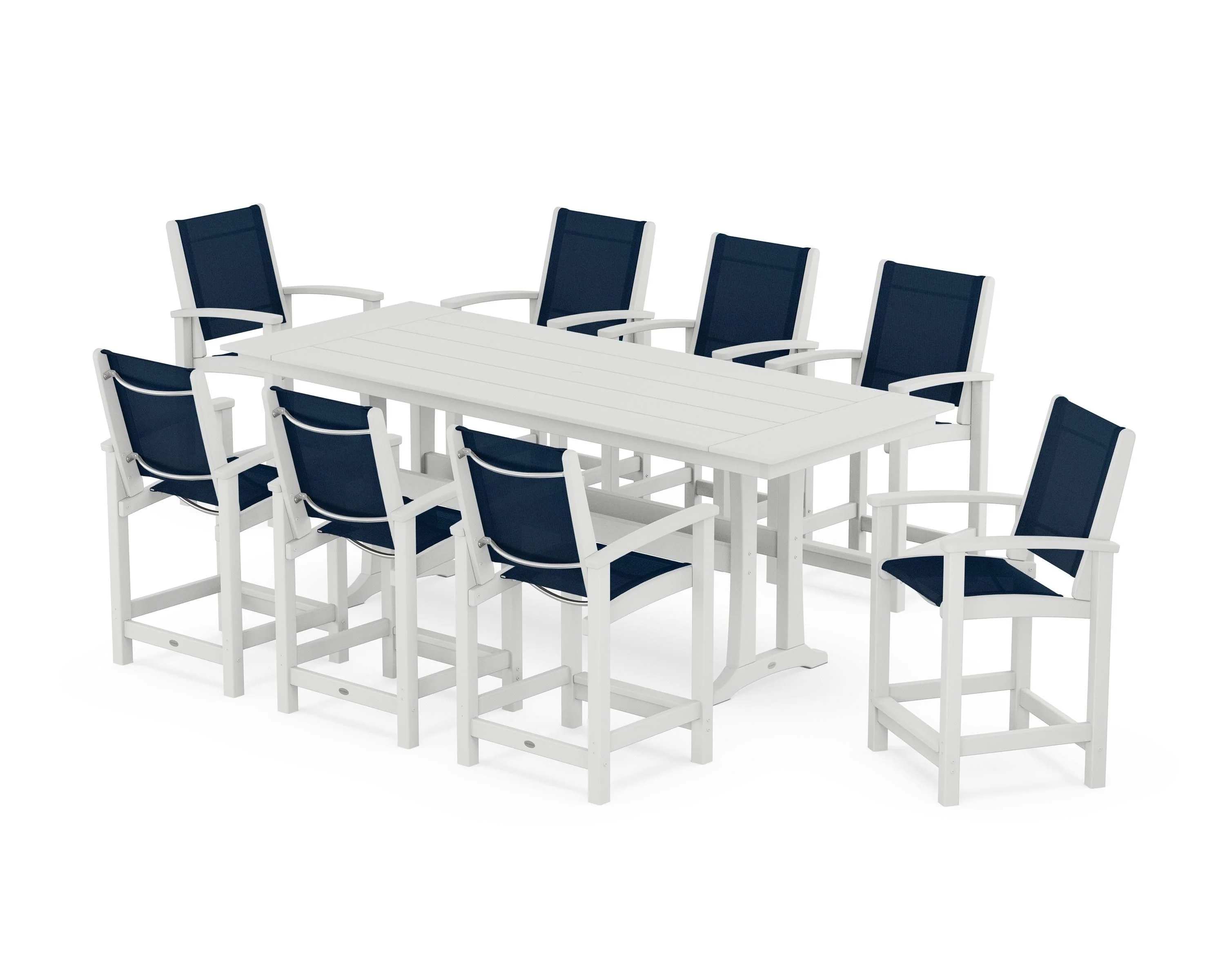 Coastal 9-Piece Farmhouse Counter Set with Trestle Legs - Image 79