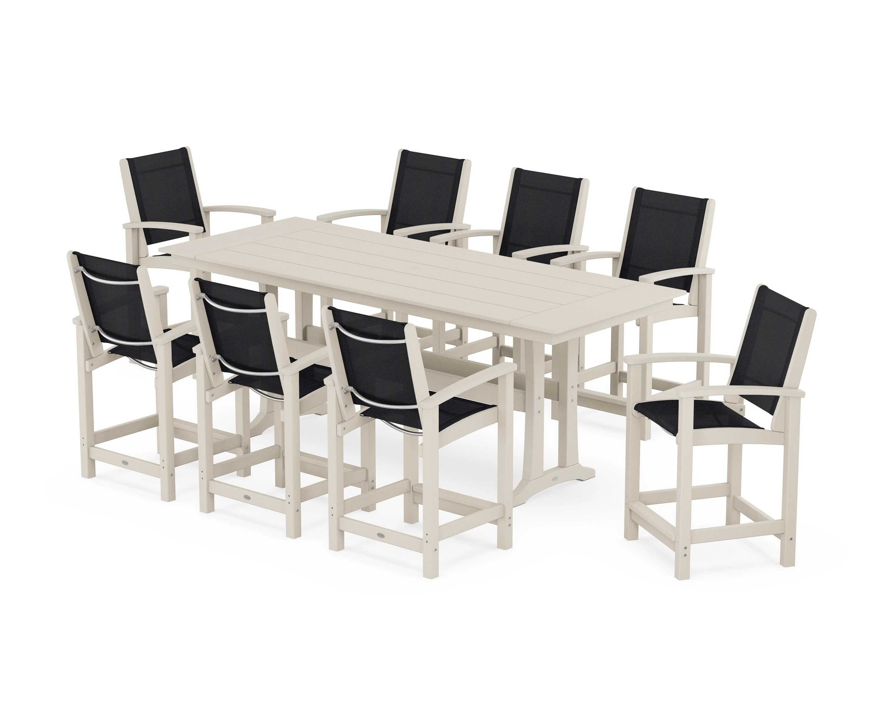 Coastal 9-Piece Farmhouse Counter Set with Trestle Legs - Image 8