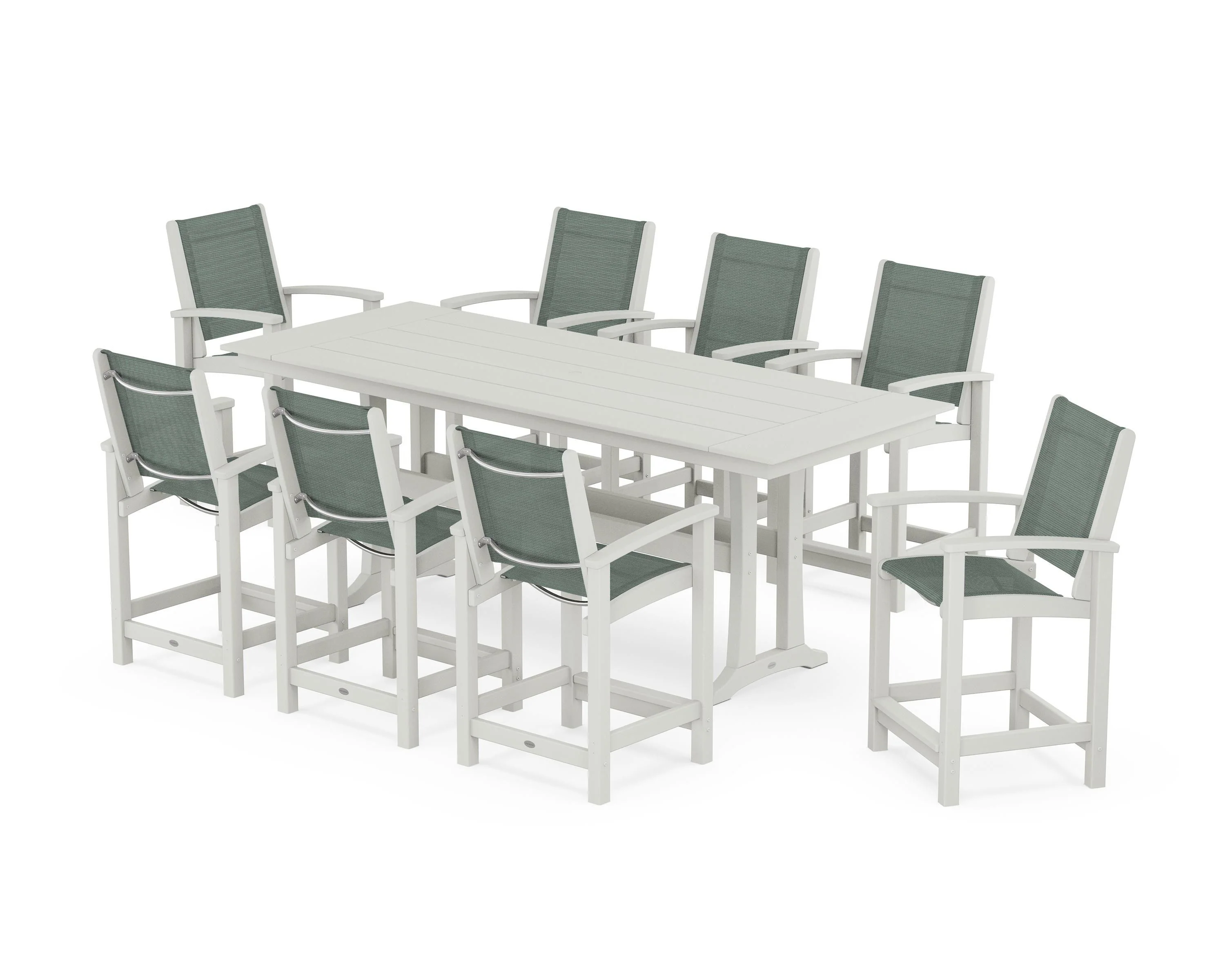 Coastal 9-Piece Farmhouse Counter Set with Trestle Legs - Image 80