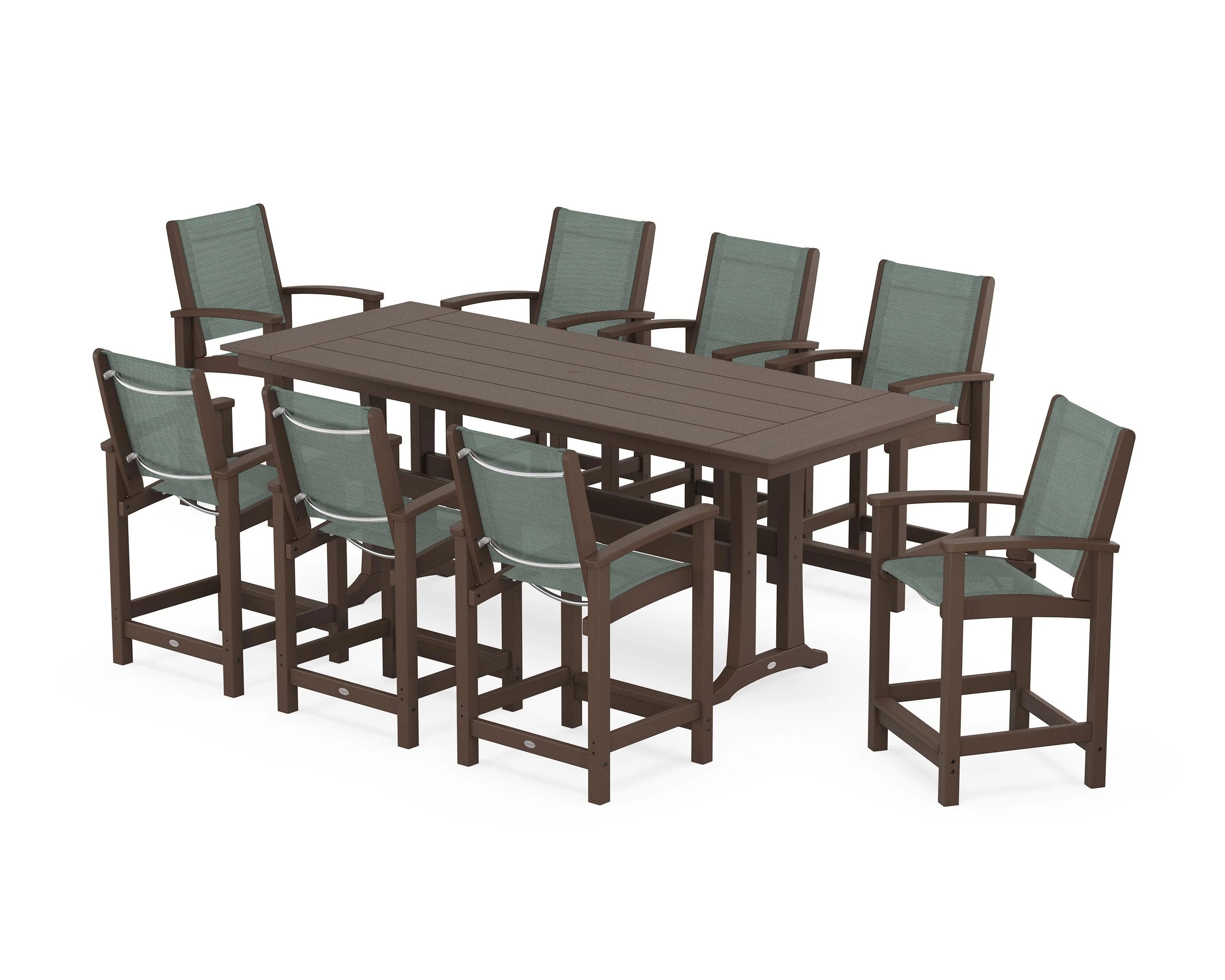 Coastal 9-Piece Farmhouse Counter Set with Trestle Legs - Image 81