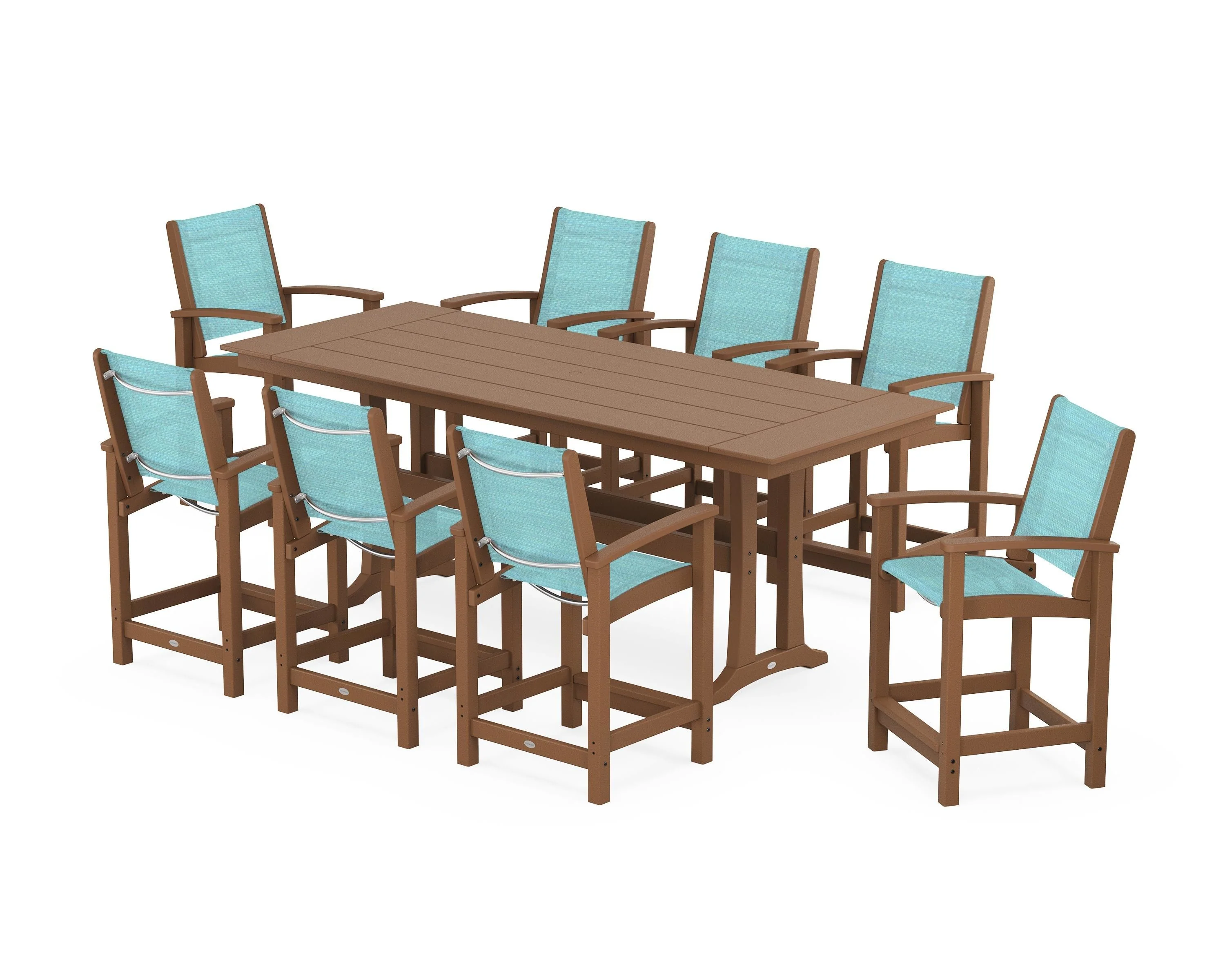 Coastal 9-Piece Farmhouse Counter Set with Trestle Legs - Image 82