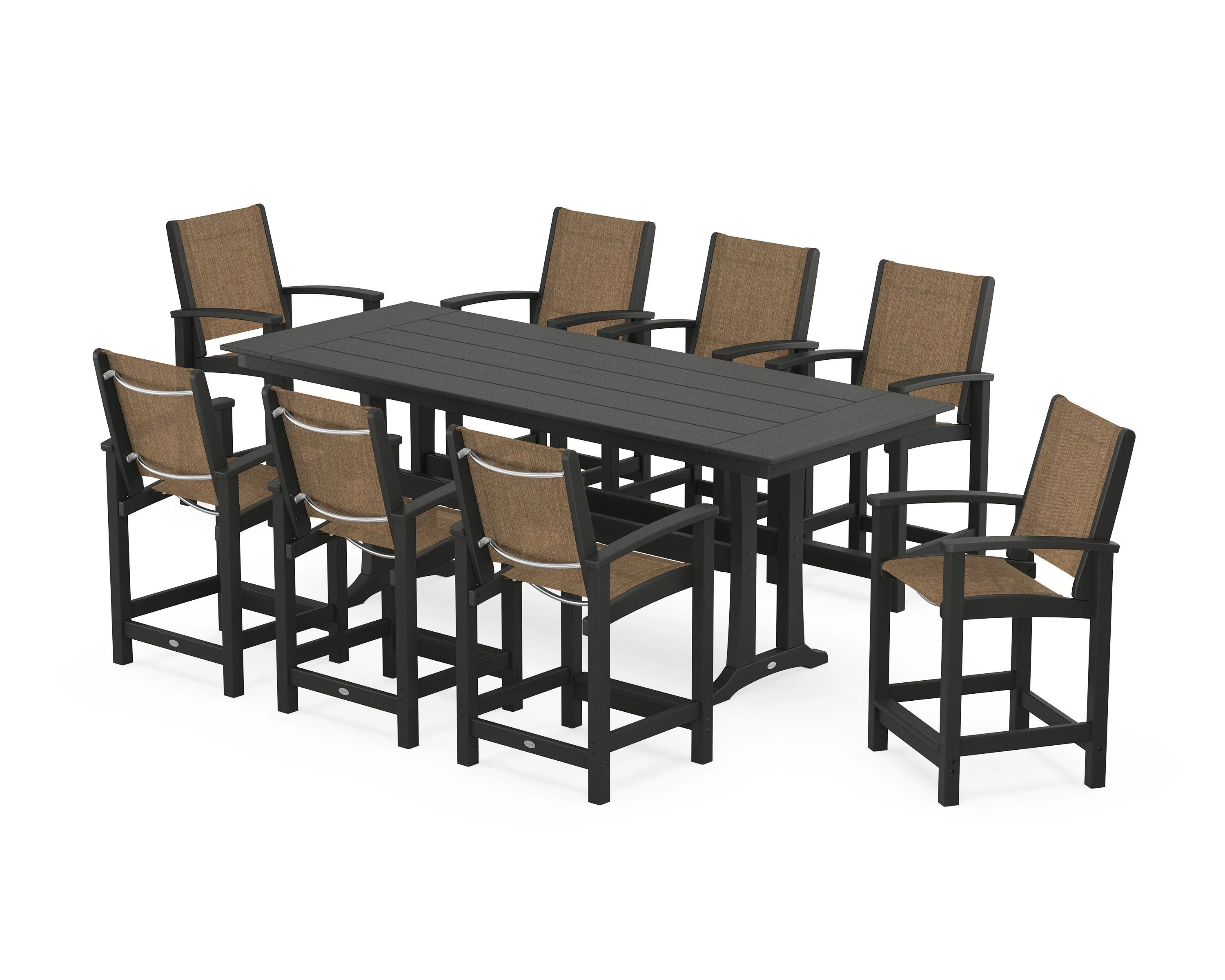 Coastal 9-Piece Farmhouse Counter Set with Trestle Legs - Image 83