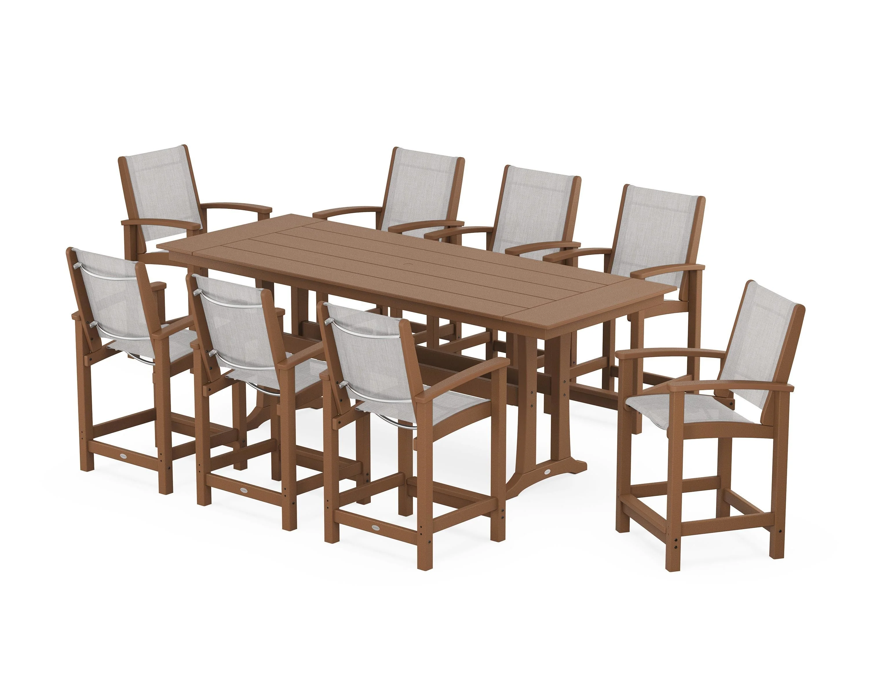 Coastal 9-Piece Farmhouse Counter Set with Trestle Legs - Image 85