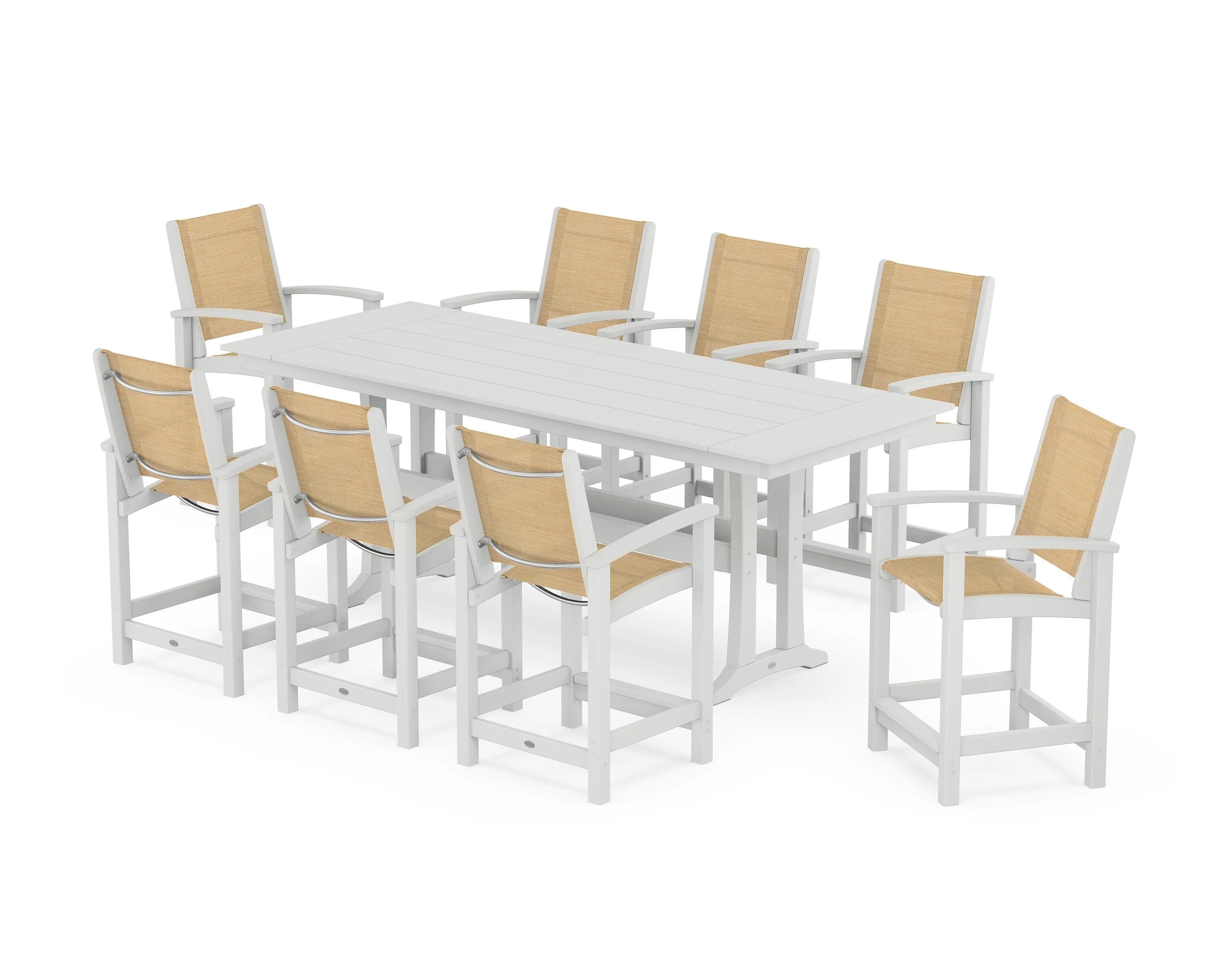 Coastal 9-Piece Farmhouse Counter Set with Trestle Legs - Image 86