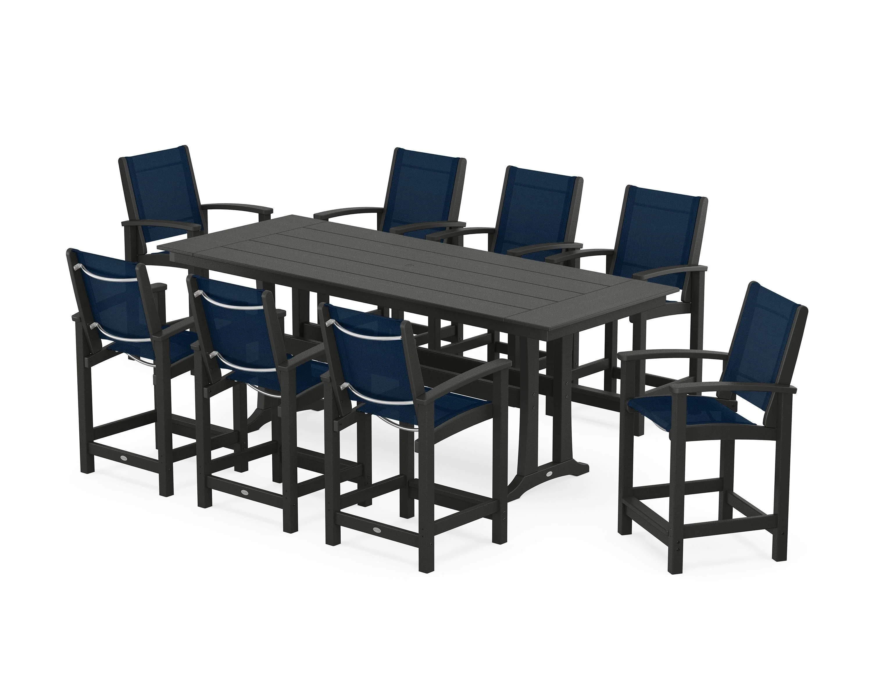 Coastal 9-Piece Farmhouse Counter Set with Trestle Legs - Image 88