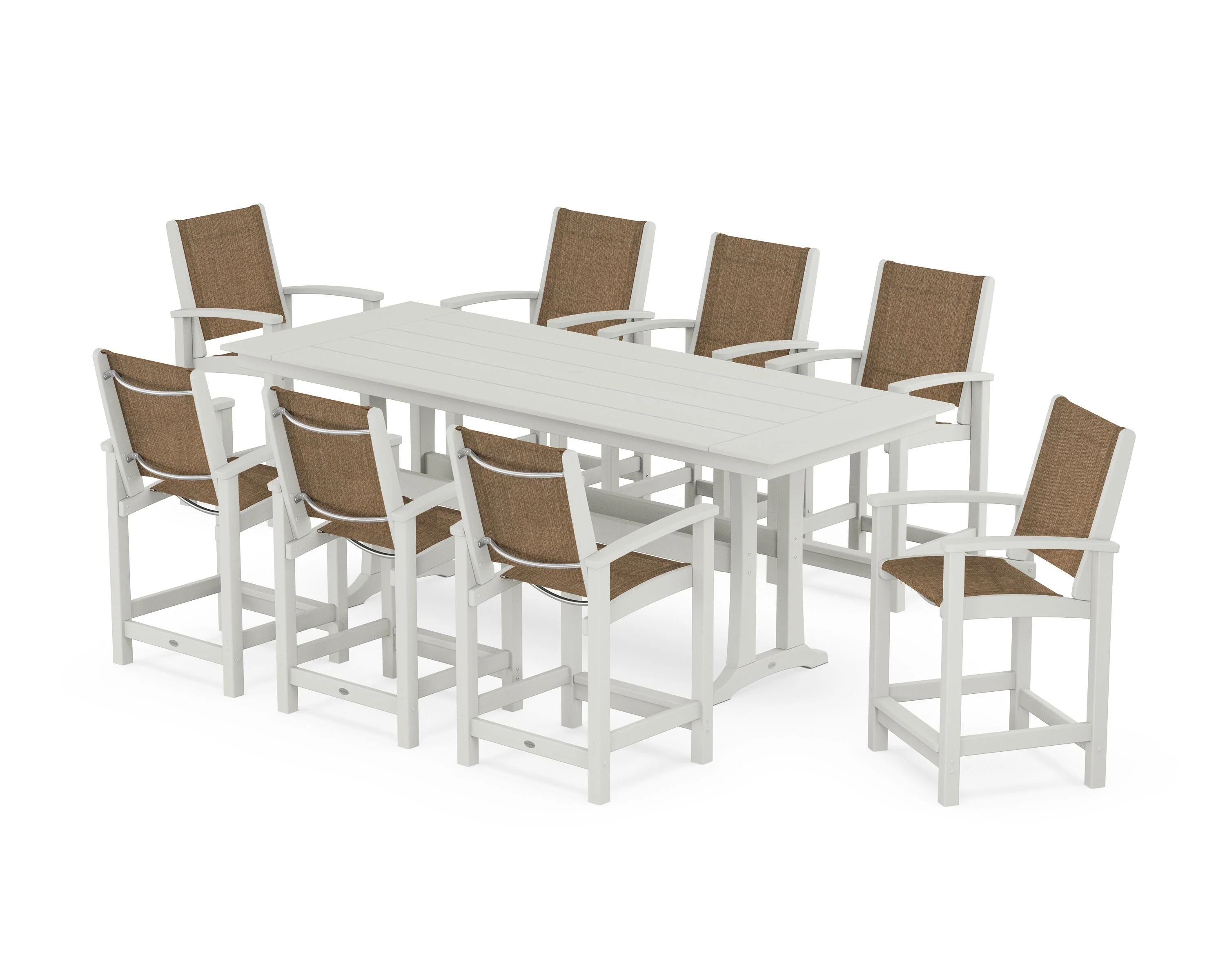 Coastal 9-Piece Farmhouse Counter Set with Trestle Legs - Image 90