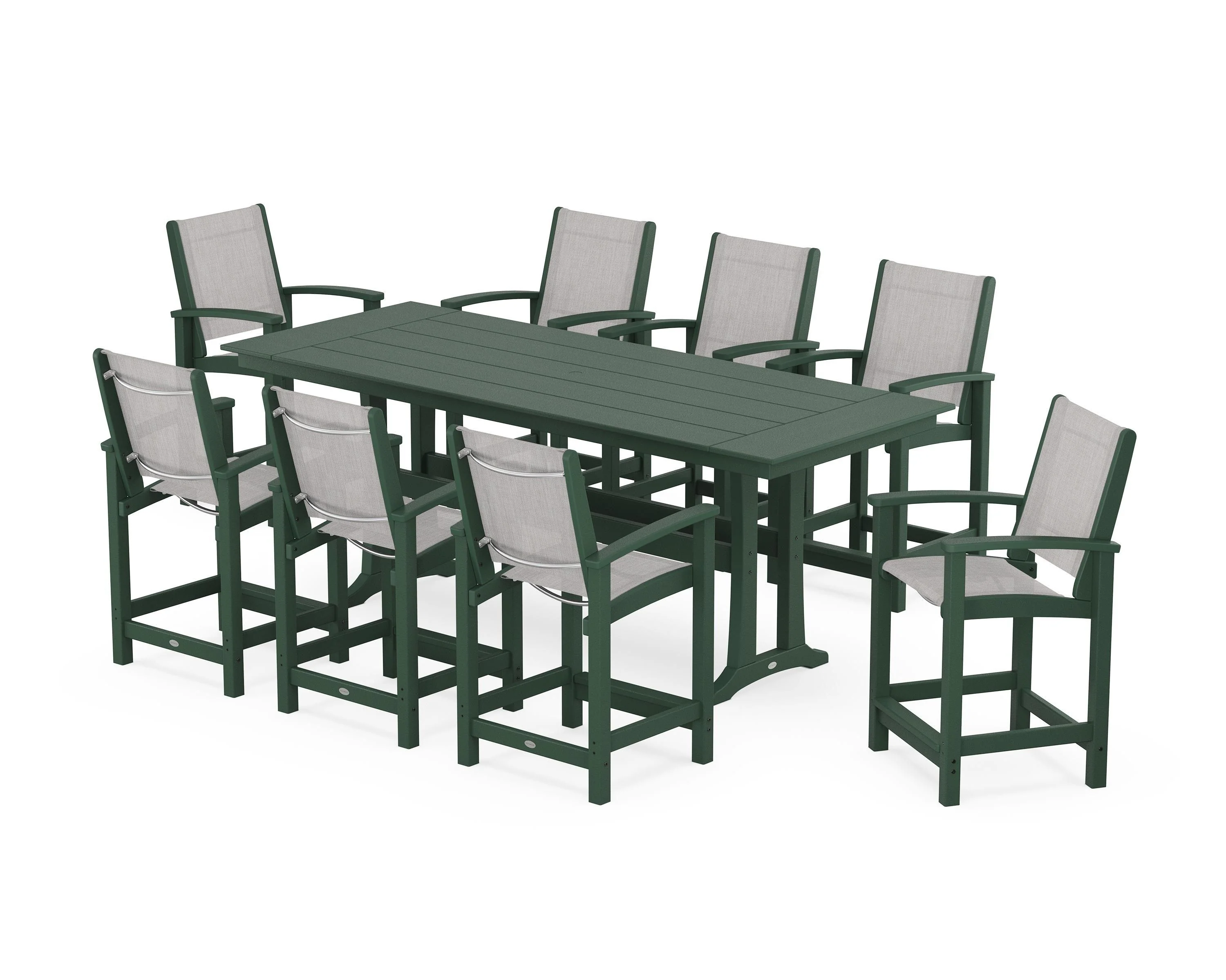 Coastal 9-Piece Farmhouse Counter Set with Trestle Legs - Image 91