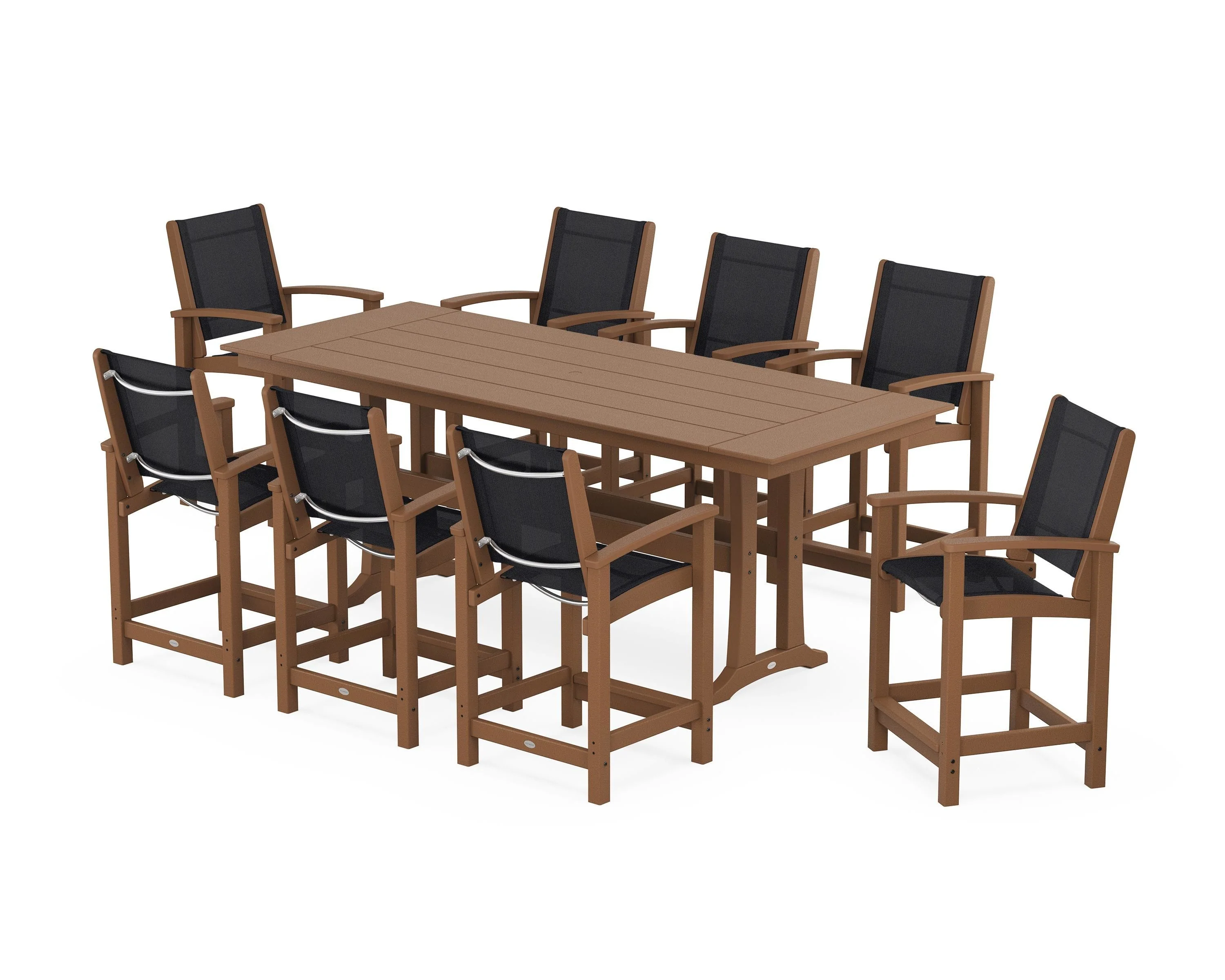 Coastal 9-Piece Farmhouse Counter Set with Trestle Legs - Image 93