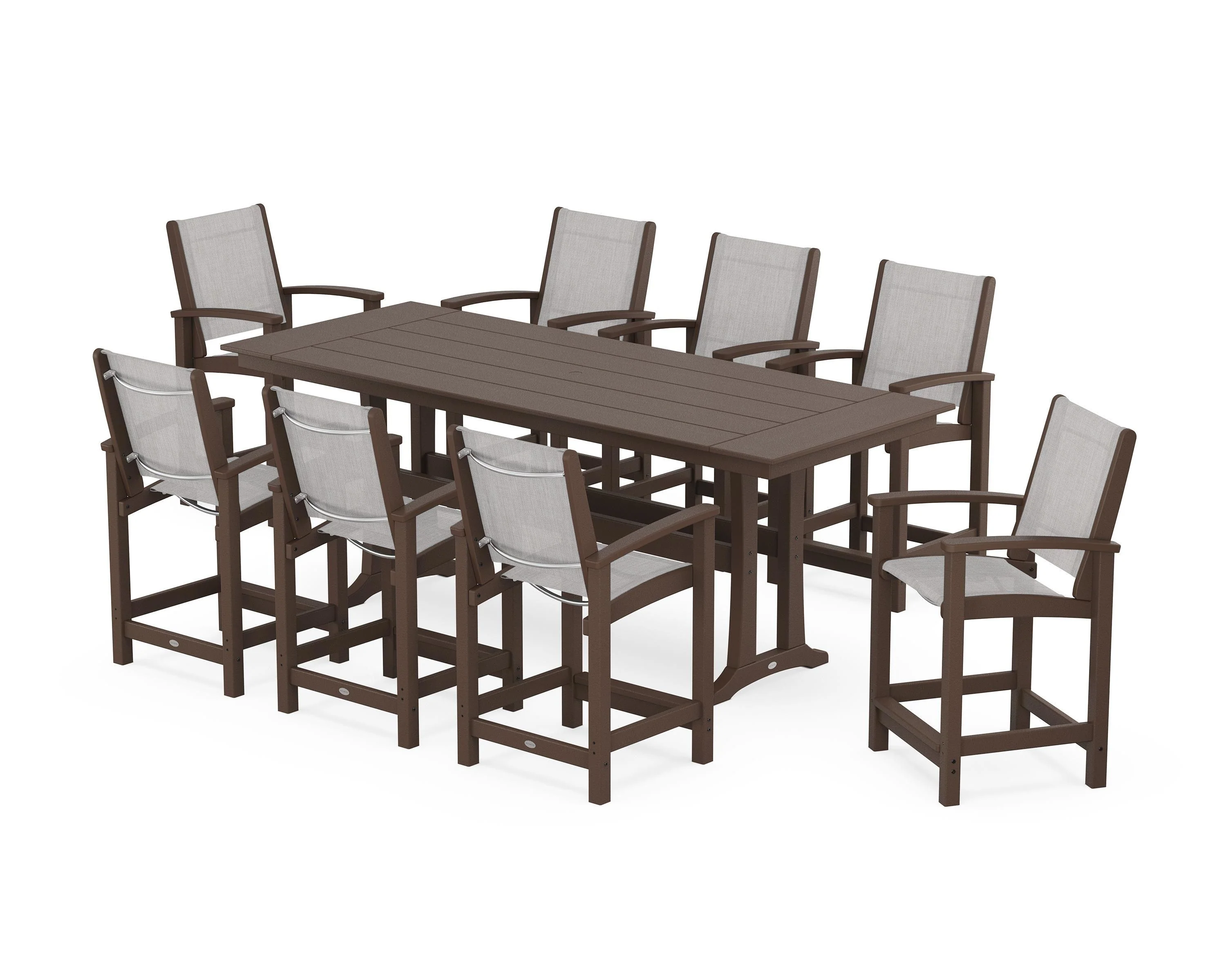 Coastal 9-Piece Farmhouse Counter Set with Trestle Legs - Image 95