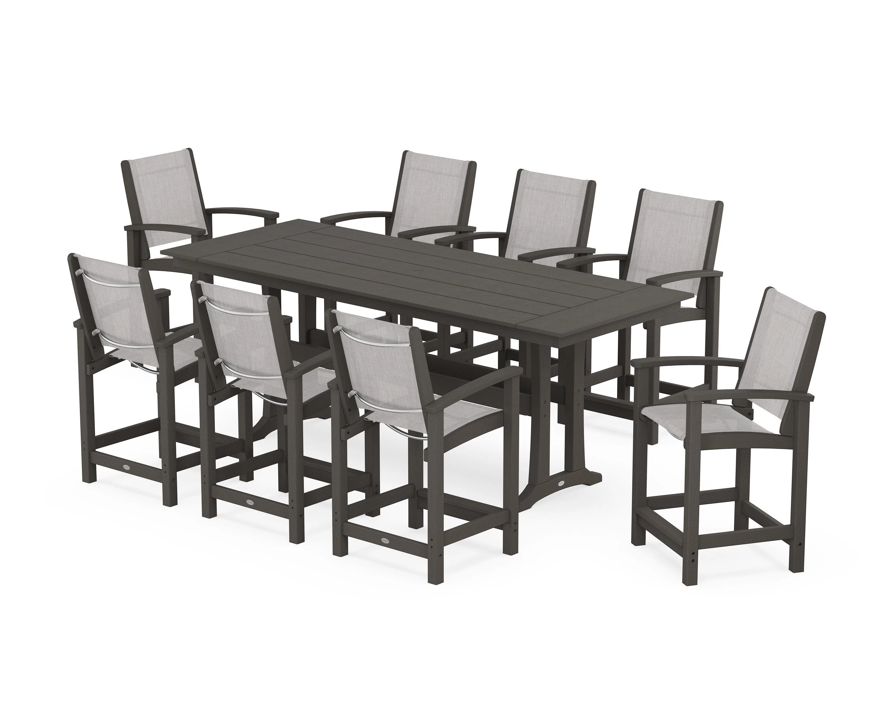 Coastal 9-Piece Farmhouse Counter Set with Trestle Legs - Image 96