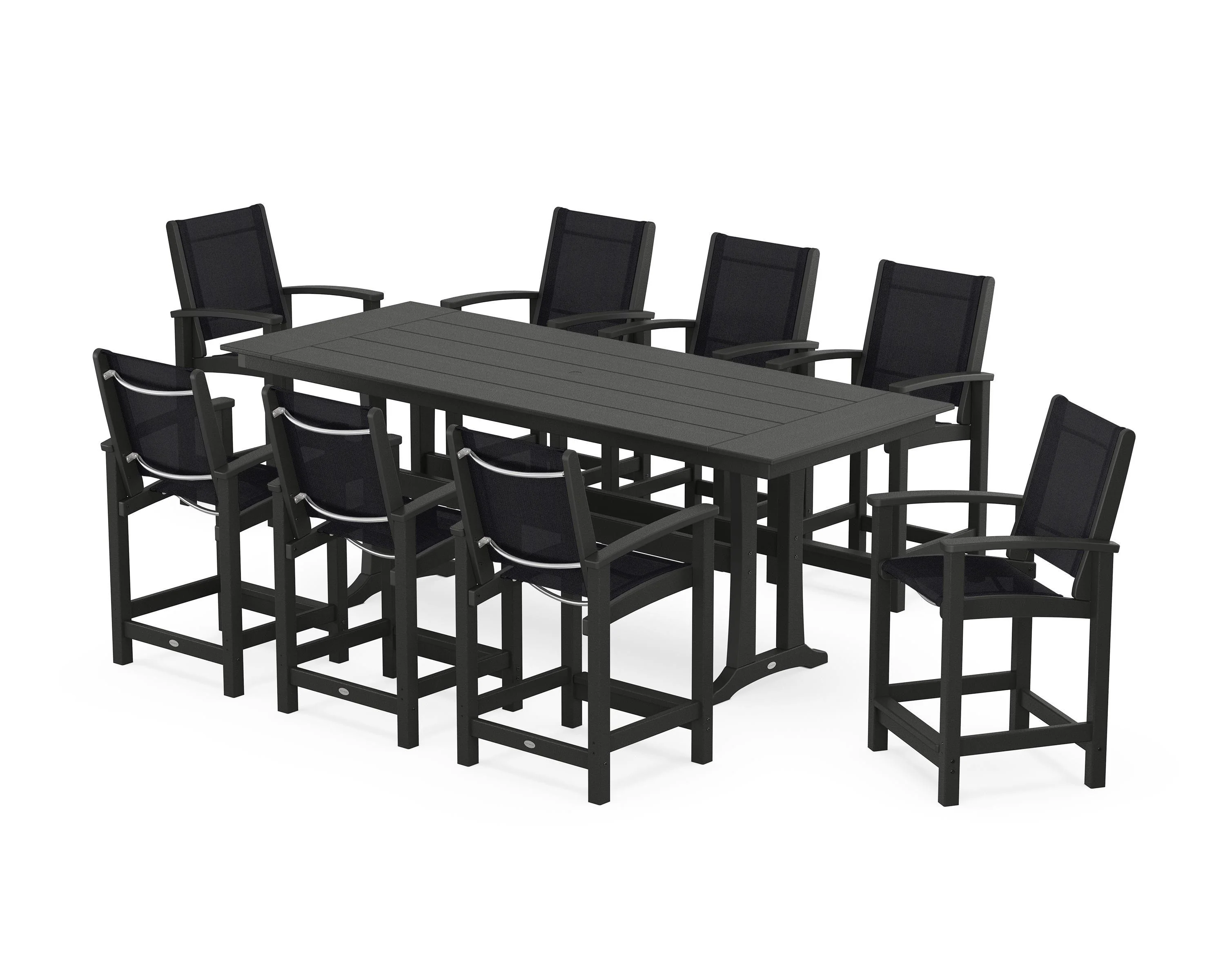 Coastal 9-Piece Farmhouse Counter Set with Trestle Legs - Image 98