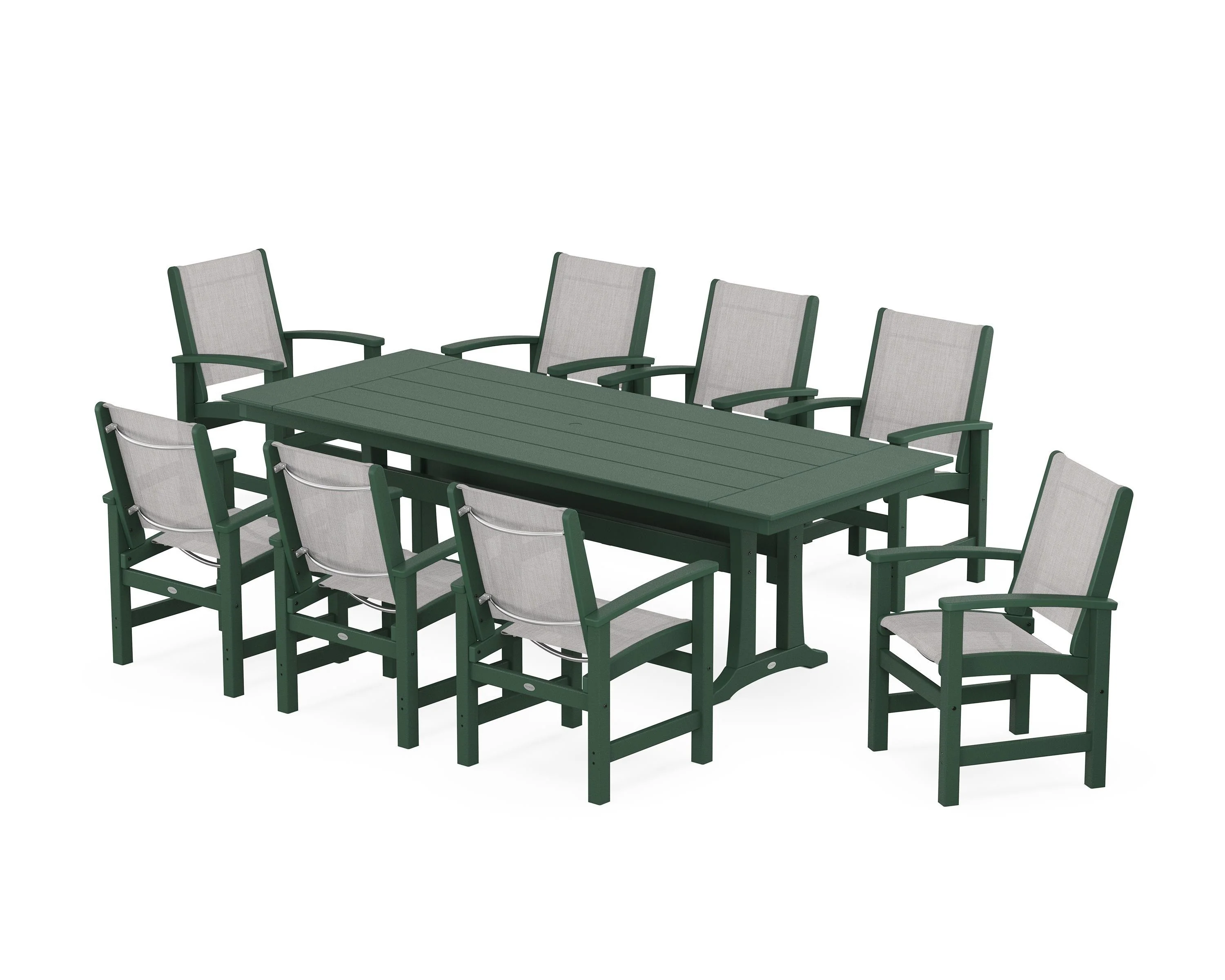 Coastal 9-Piece Farmhouse Dining Set with Trestle Legs - Image 10