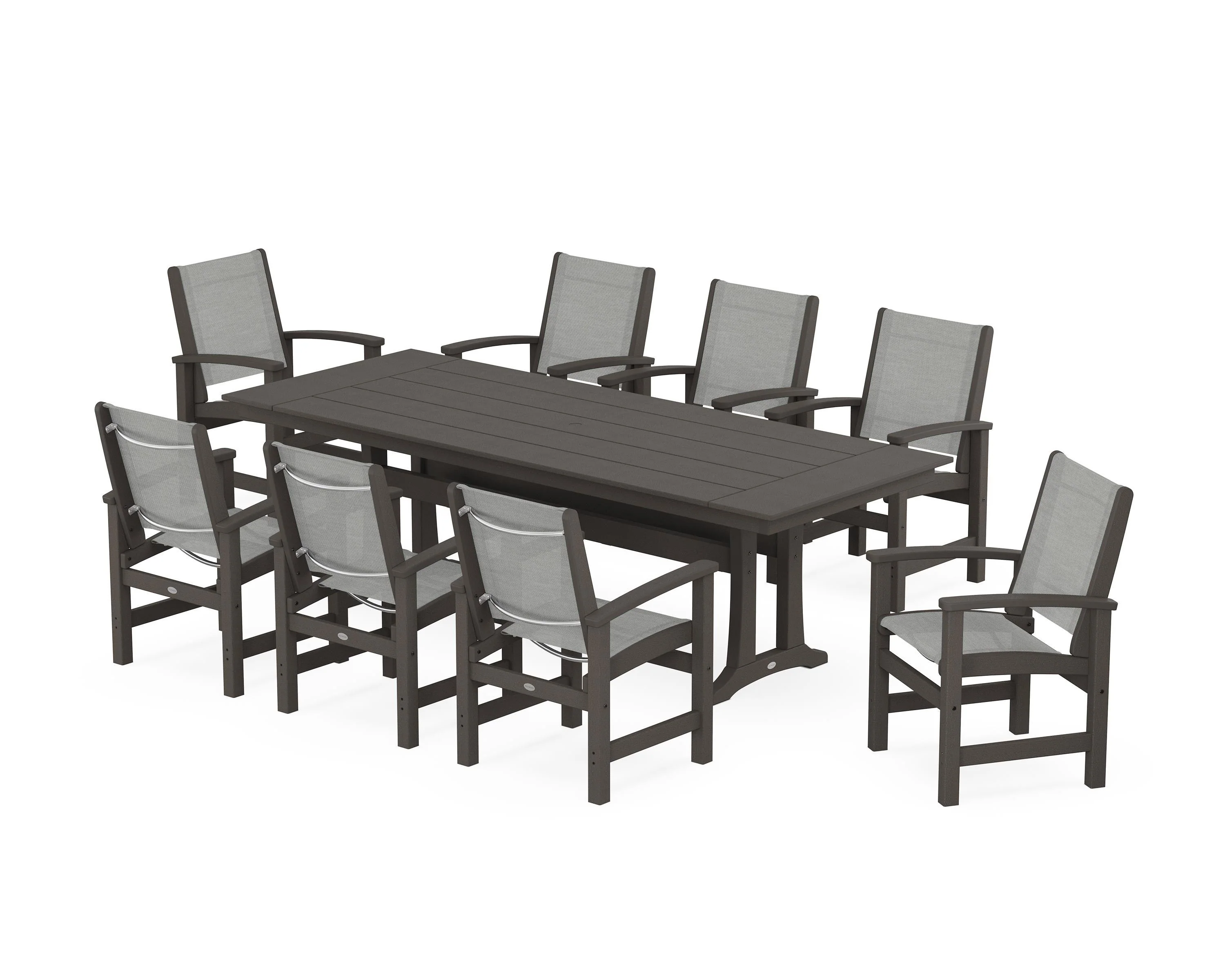 Coastal 9-Piece Farmhouse Dining Set with Trestle Legs - Image 100