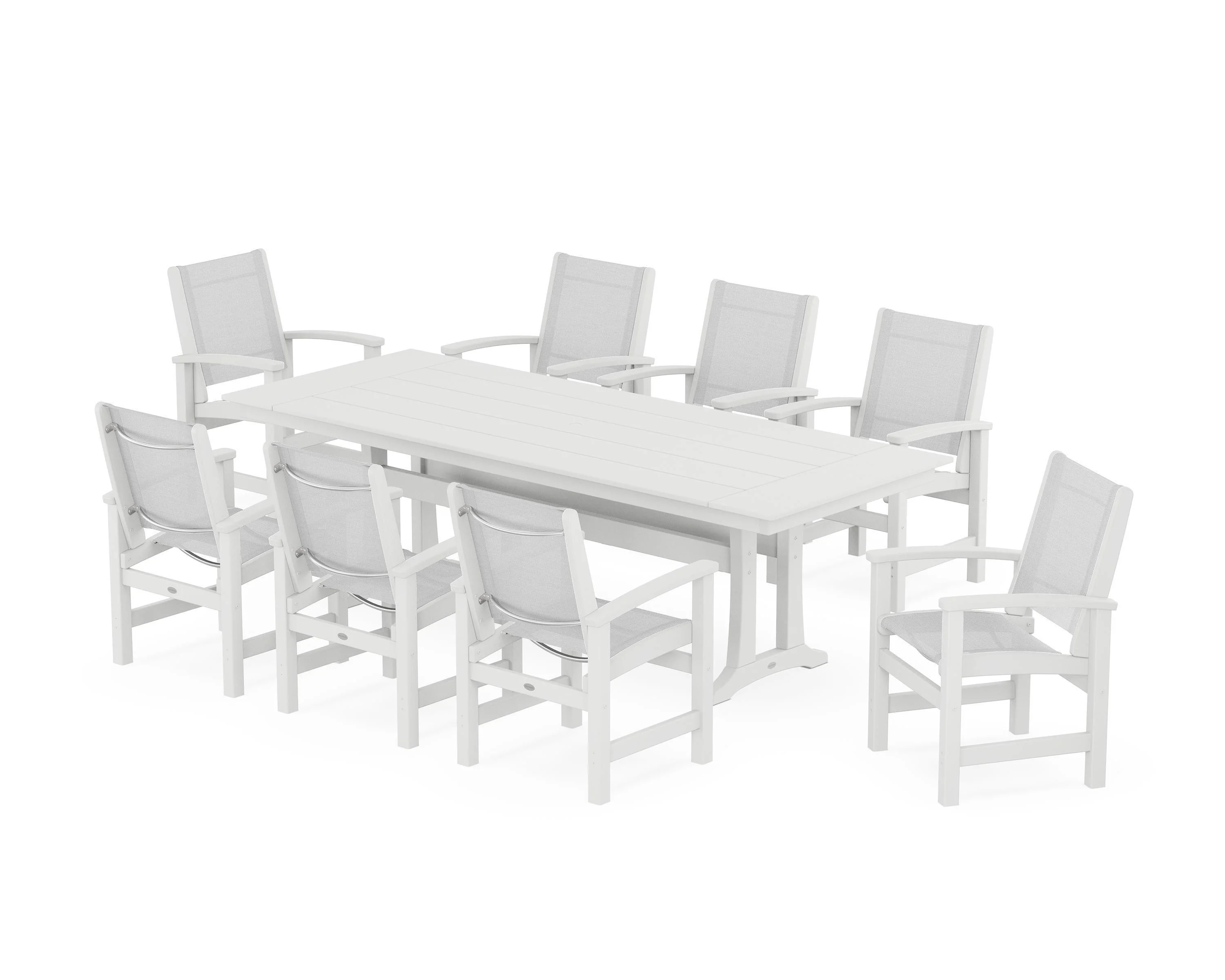 Coastal 9-Piece Farmhouse Dining Set with Trestle Legs - Image 101