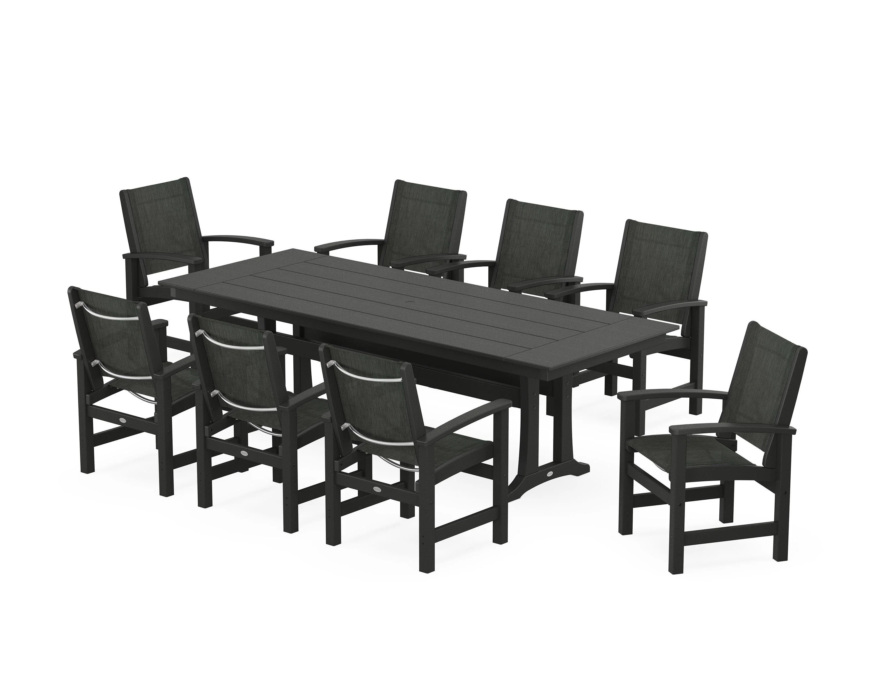 Coastal 9-Piece Farmhouse Dining Set with Trestle Legs - Image 103