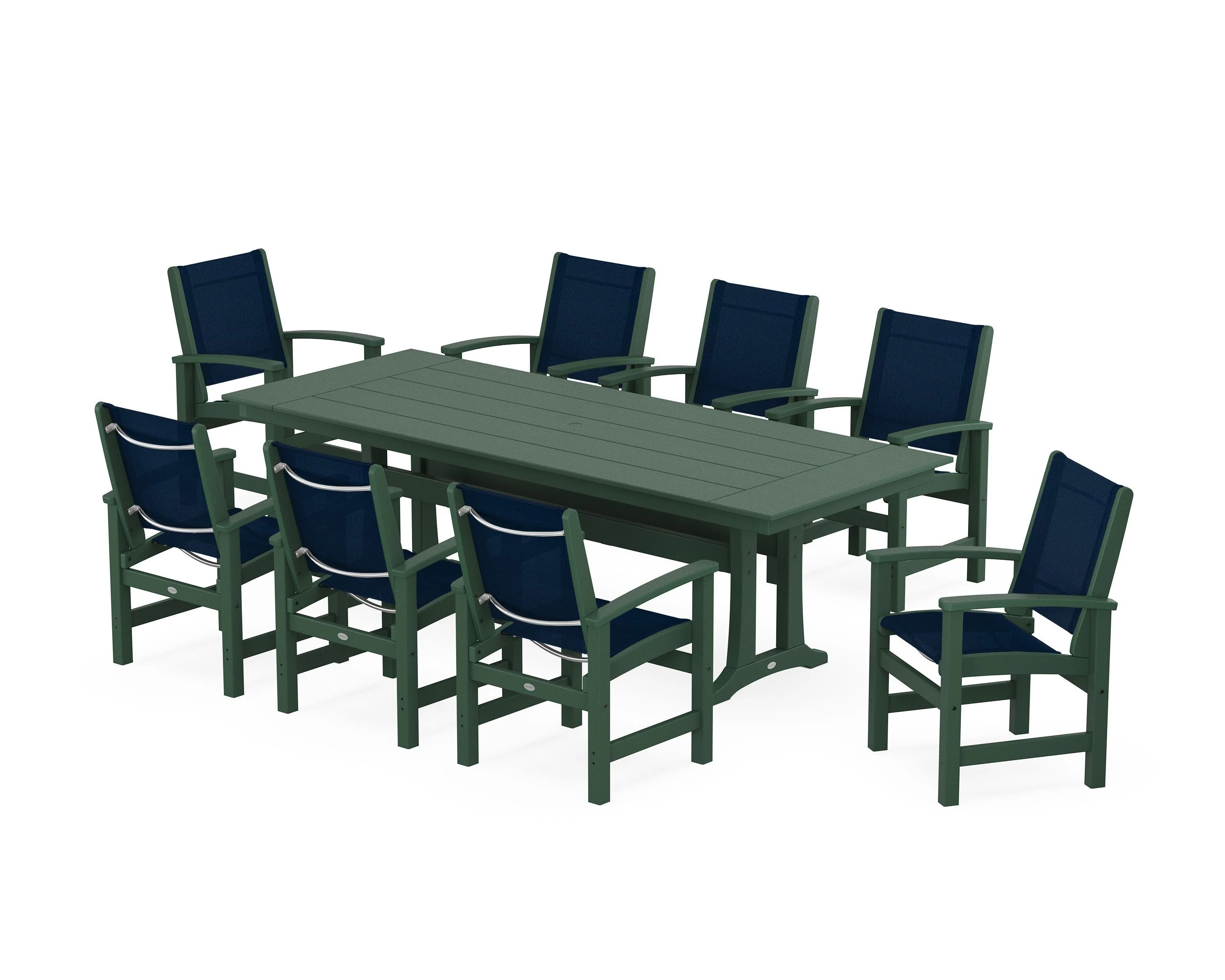 Coastal 9-Piece Farmhouse Dining Set with Trestle Legs - Image 104