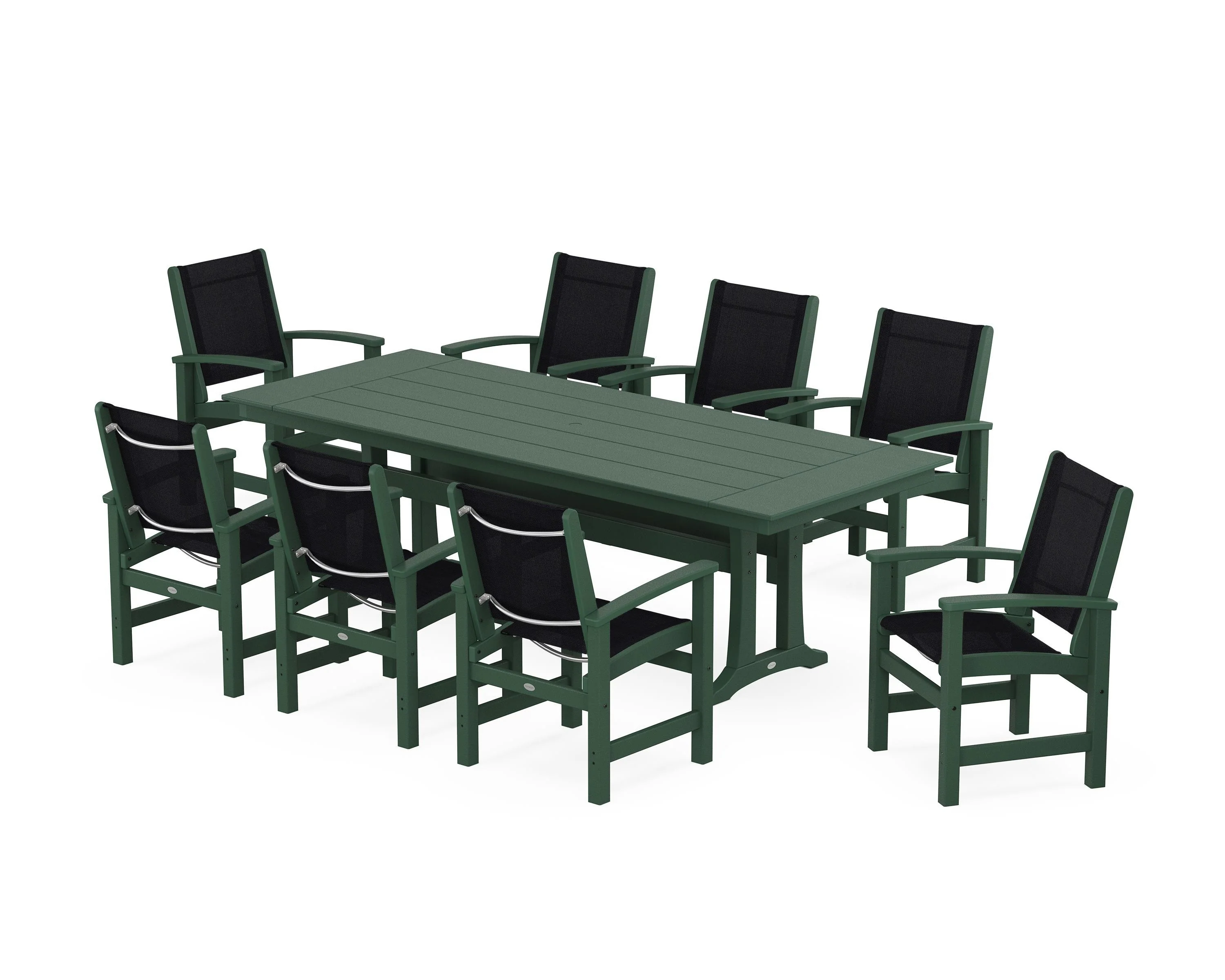 Coastal 9-Piece Farmhouse Dining Set with Trestle Legs - Image 108