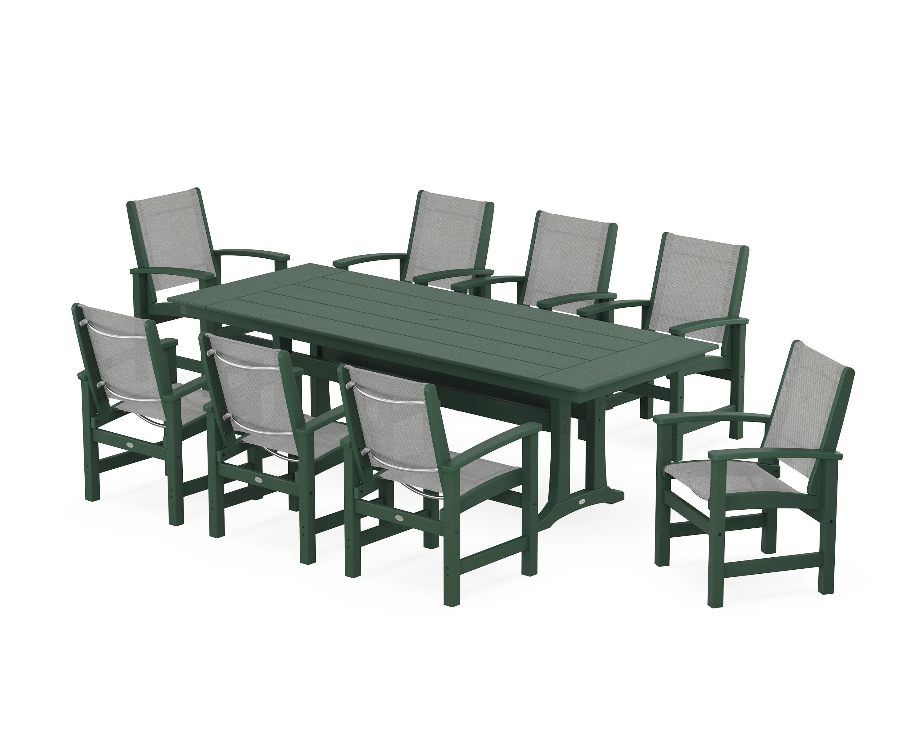 Coastal 9-Piece Farmhouse Dining Set with Trestle Legs - Image 11