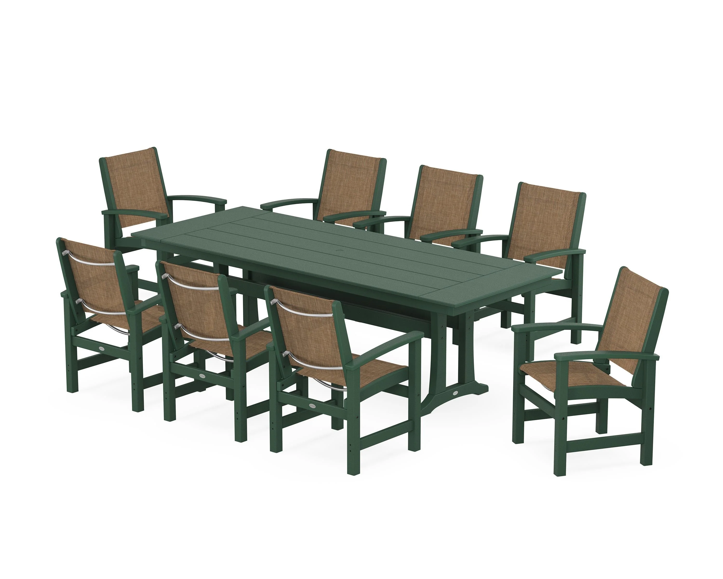 Coastal 9-Piece Farmhouse Dining Set with Trestle Legs - Image 111