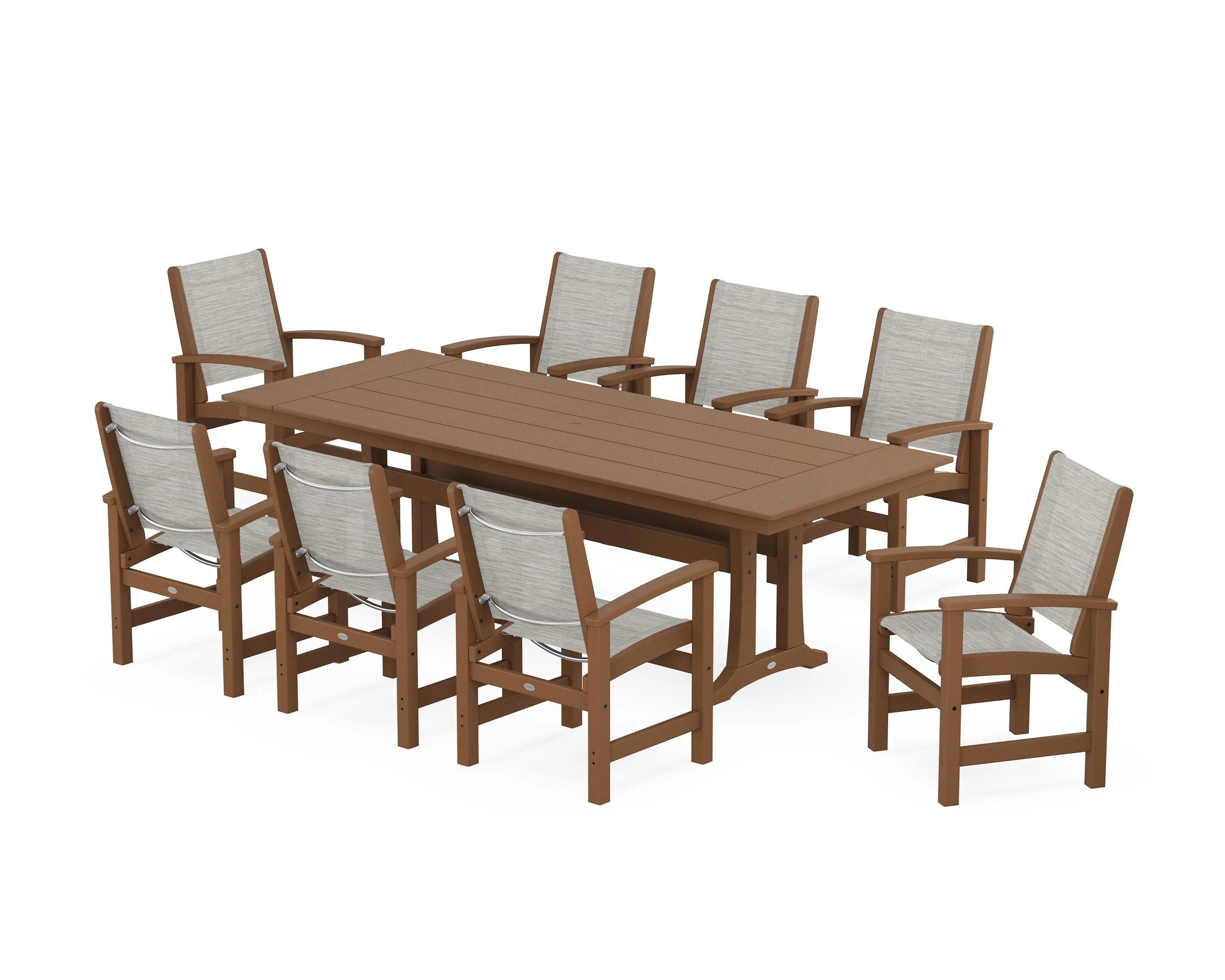 Coastal 9-Piece Farmhouse Dining Set with Trestle Legs - Image 115