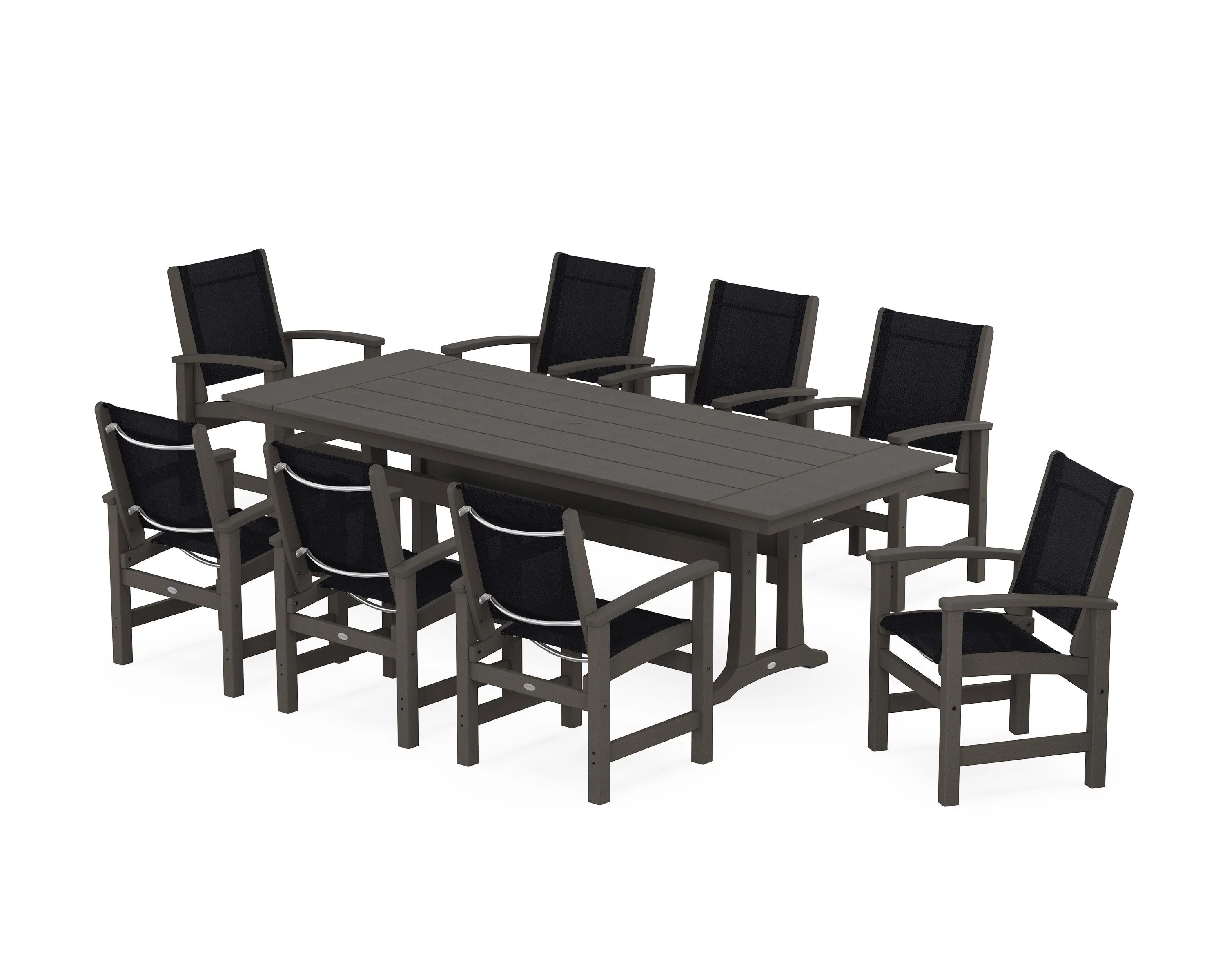 Coastal 9-Piece Farmhouse Dining Set with Trestle Legs - Image 116