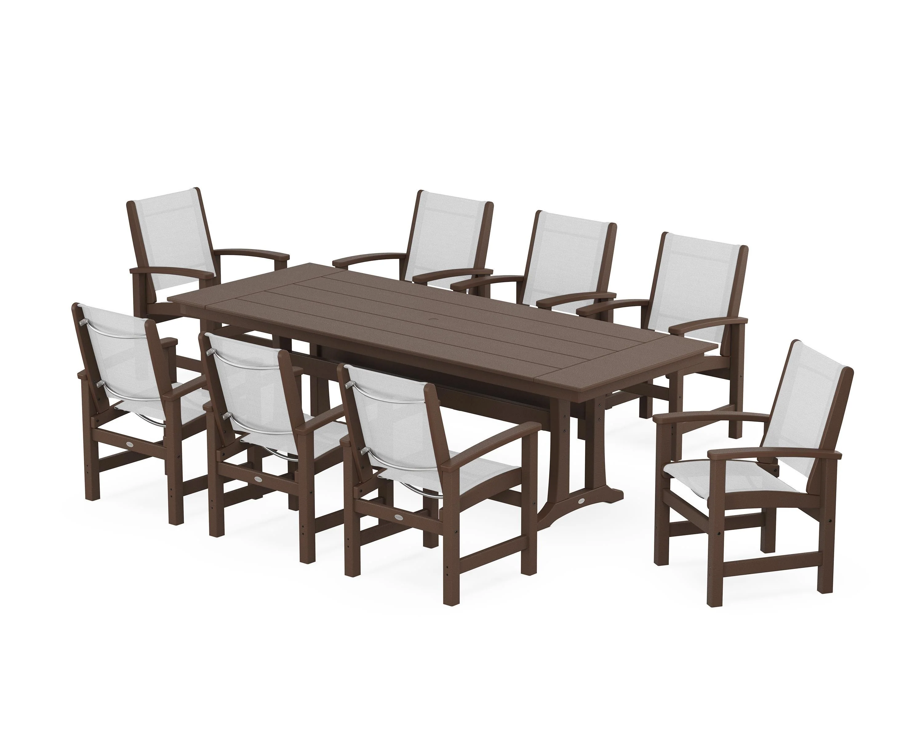 Coastal 9-Piece Farmhouse Dining Set with Trestle Legs - Image 119