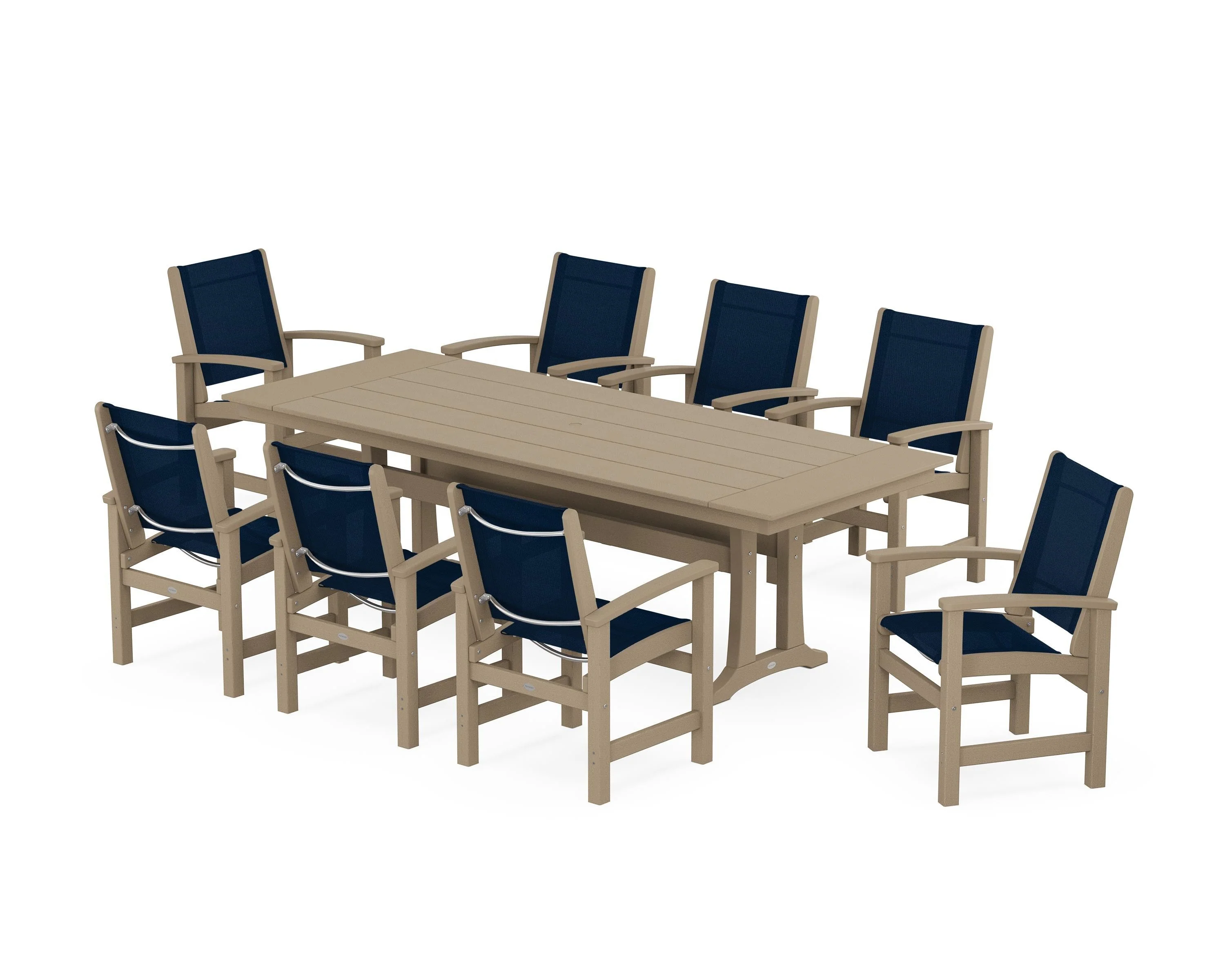 Coastal 9-Piece Farmhouse Dining Set with Trestle Legs - Image 12