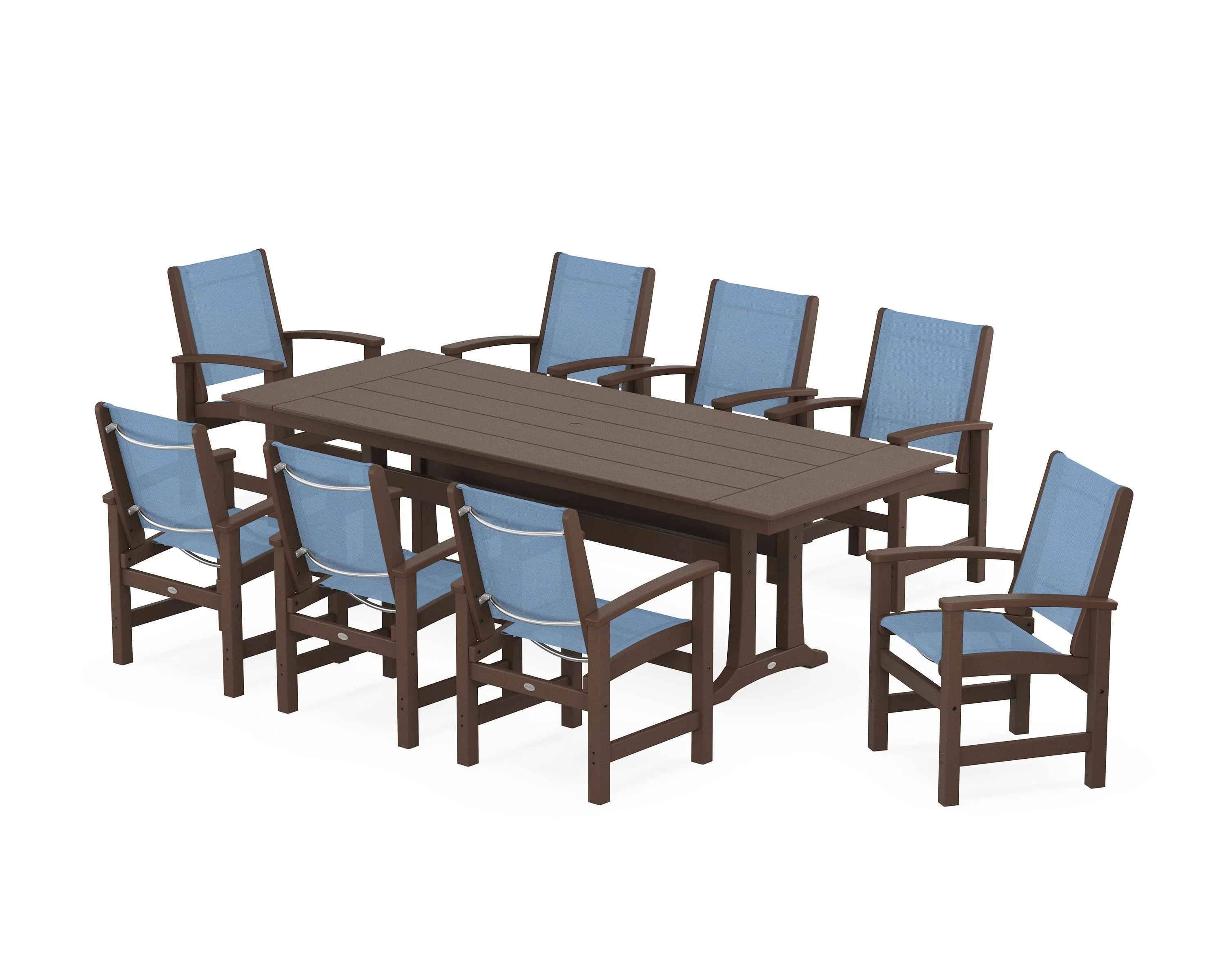 Coastal 9-Piece Farmhouse Dining Set with Trestle Legs - Image 122