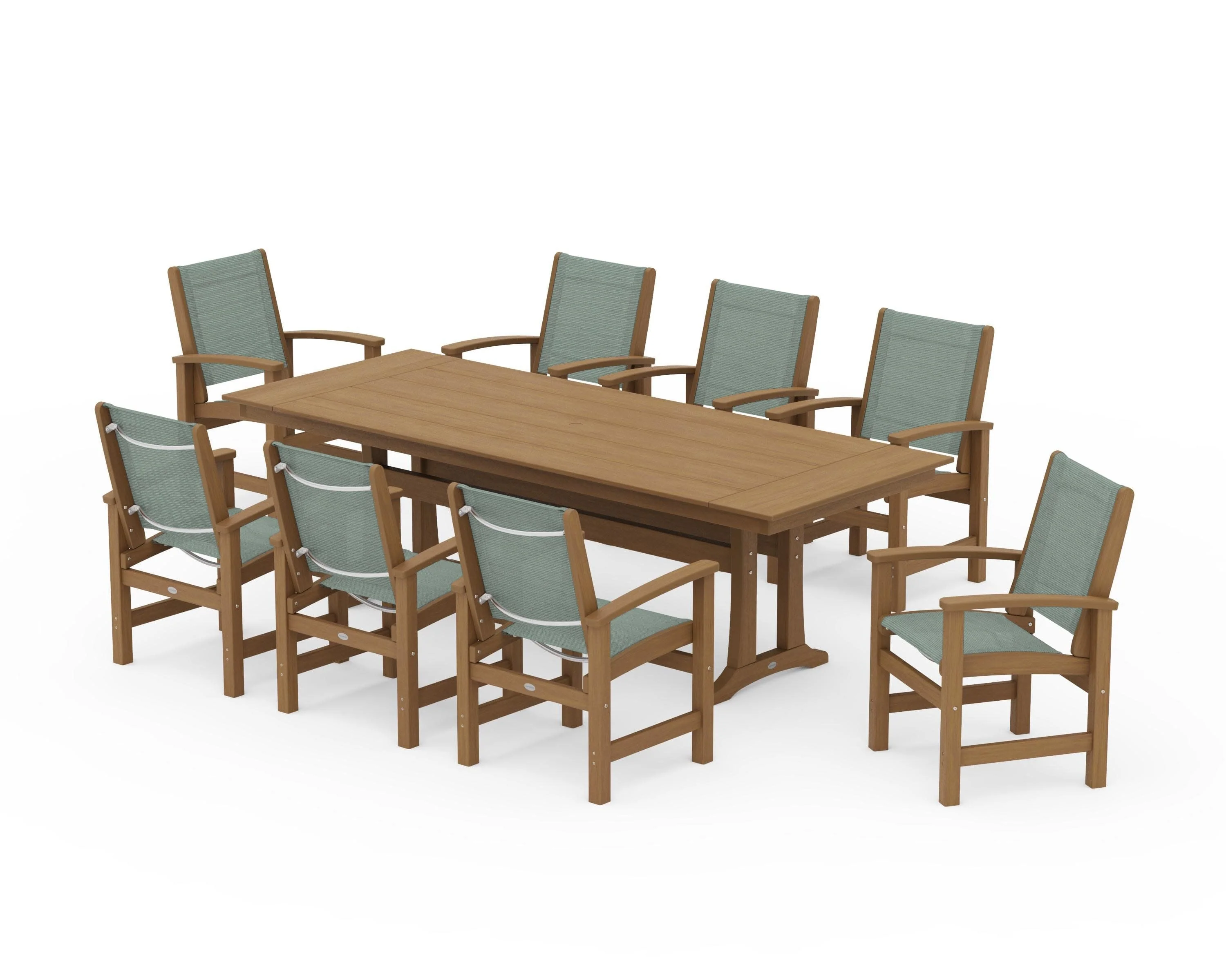 Coastal 9-Piece Farmhouse Dining Set with Trestle Legs - Image 124