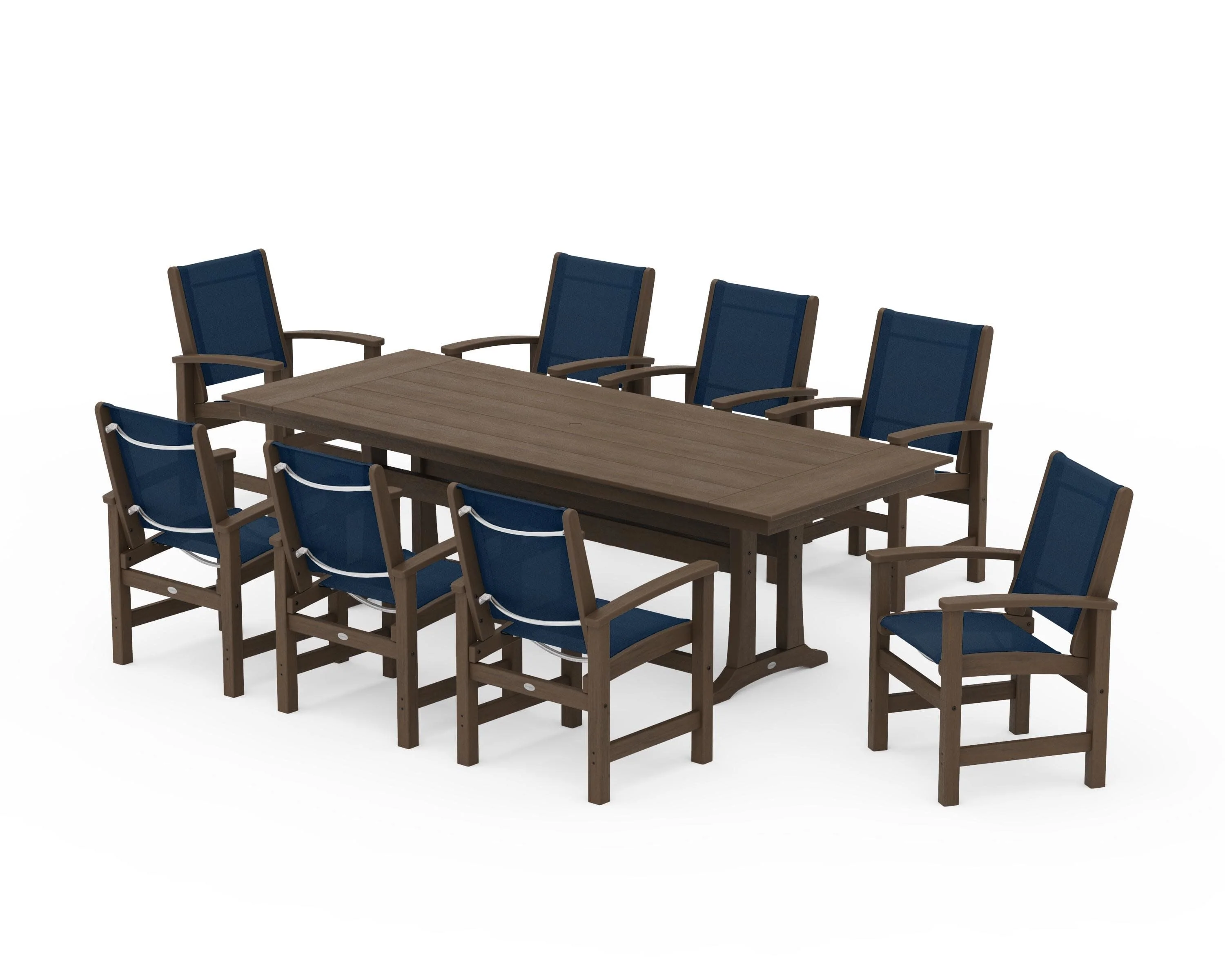 Coastal 9-Piece Farmhouse Dining Set with Trestle Legs - Image 125