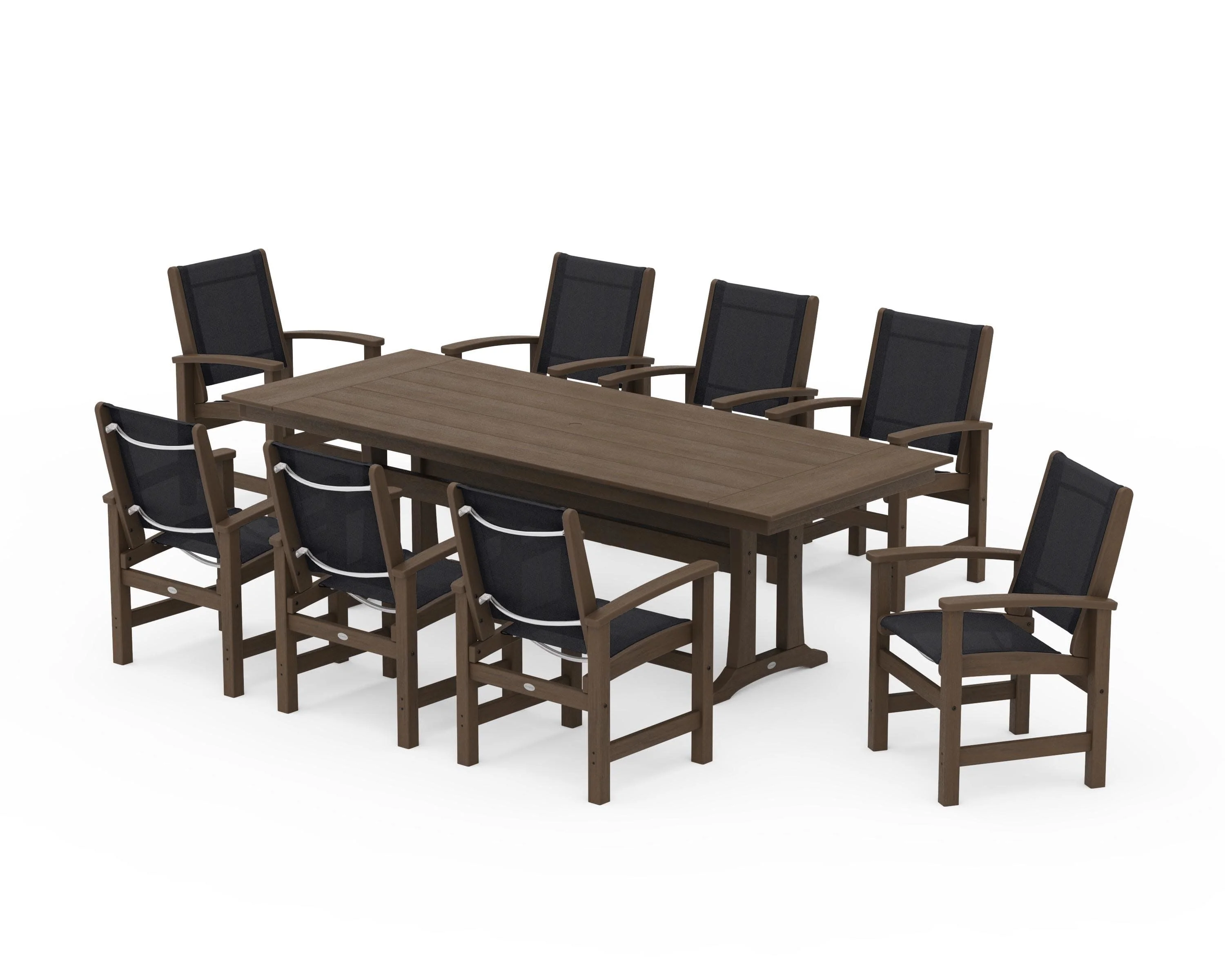 Coastal 9-Piece Farmhouse Dining Set with Trestle Legs - Image 126