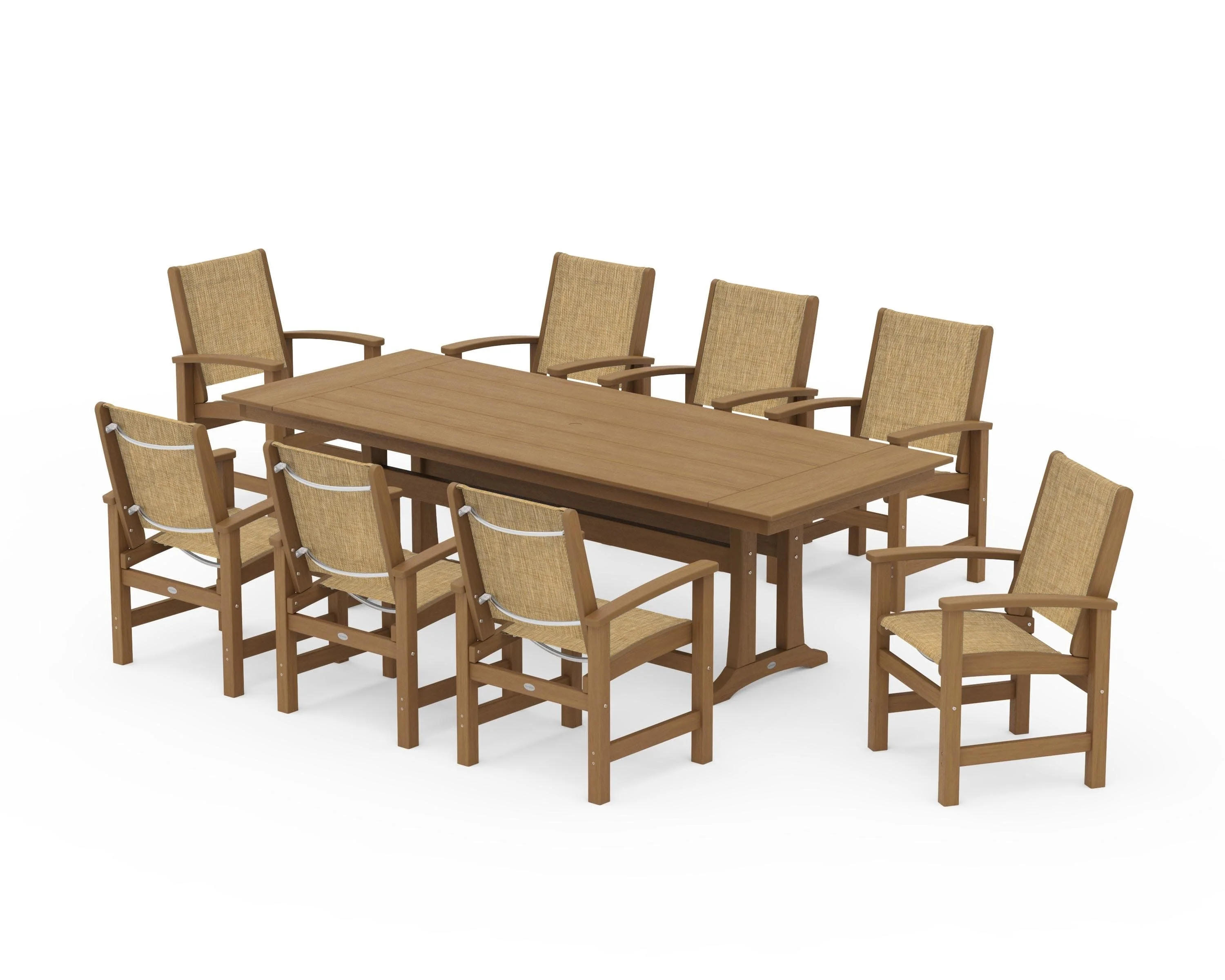 Coastal 9-Piece Farmhouse Dining Set with Trestle Legs - Image 127