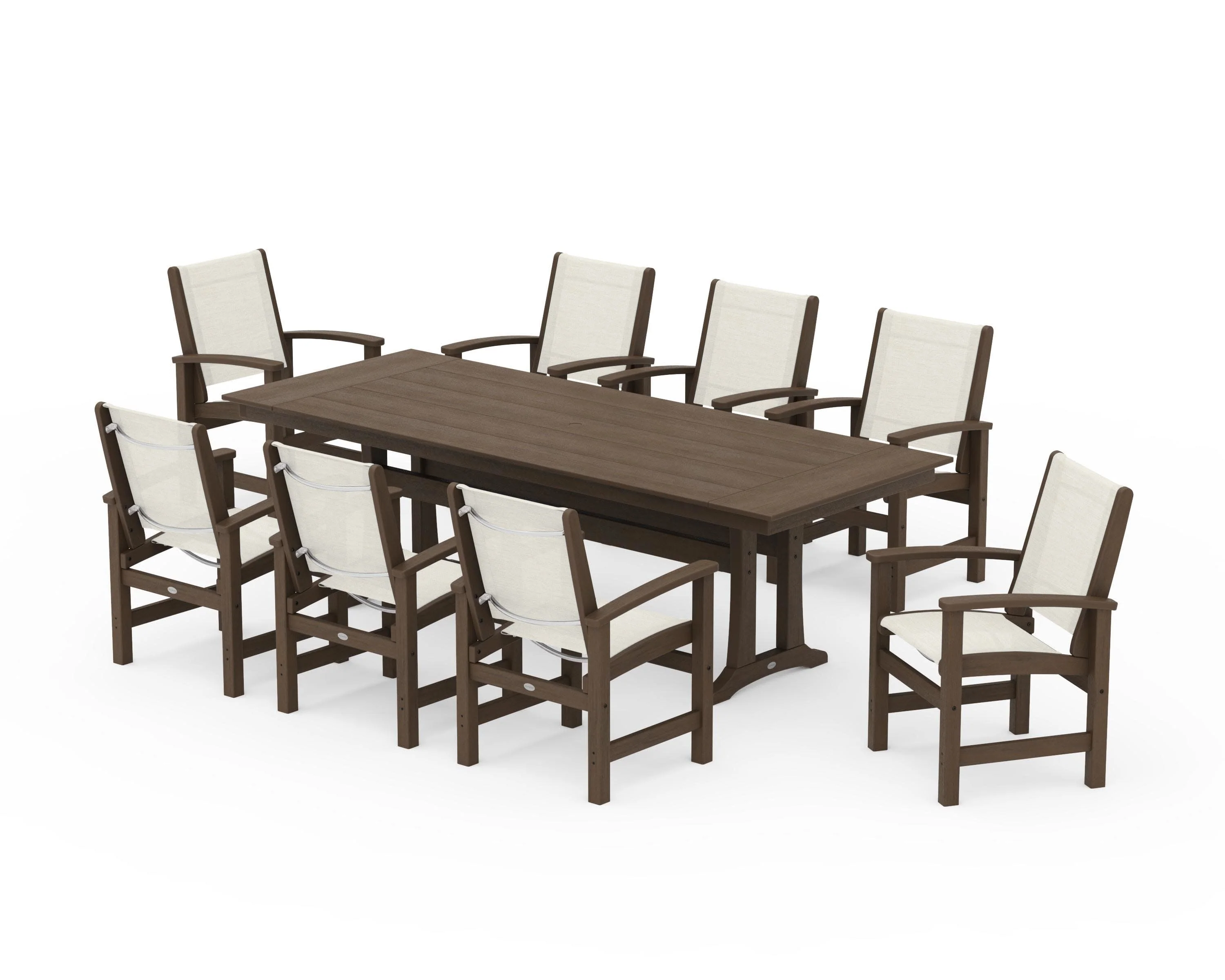 Coastal 9-Piece Farmhouse Dining Set with Trestle Legs - Image 129