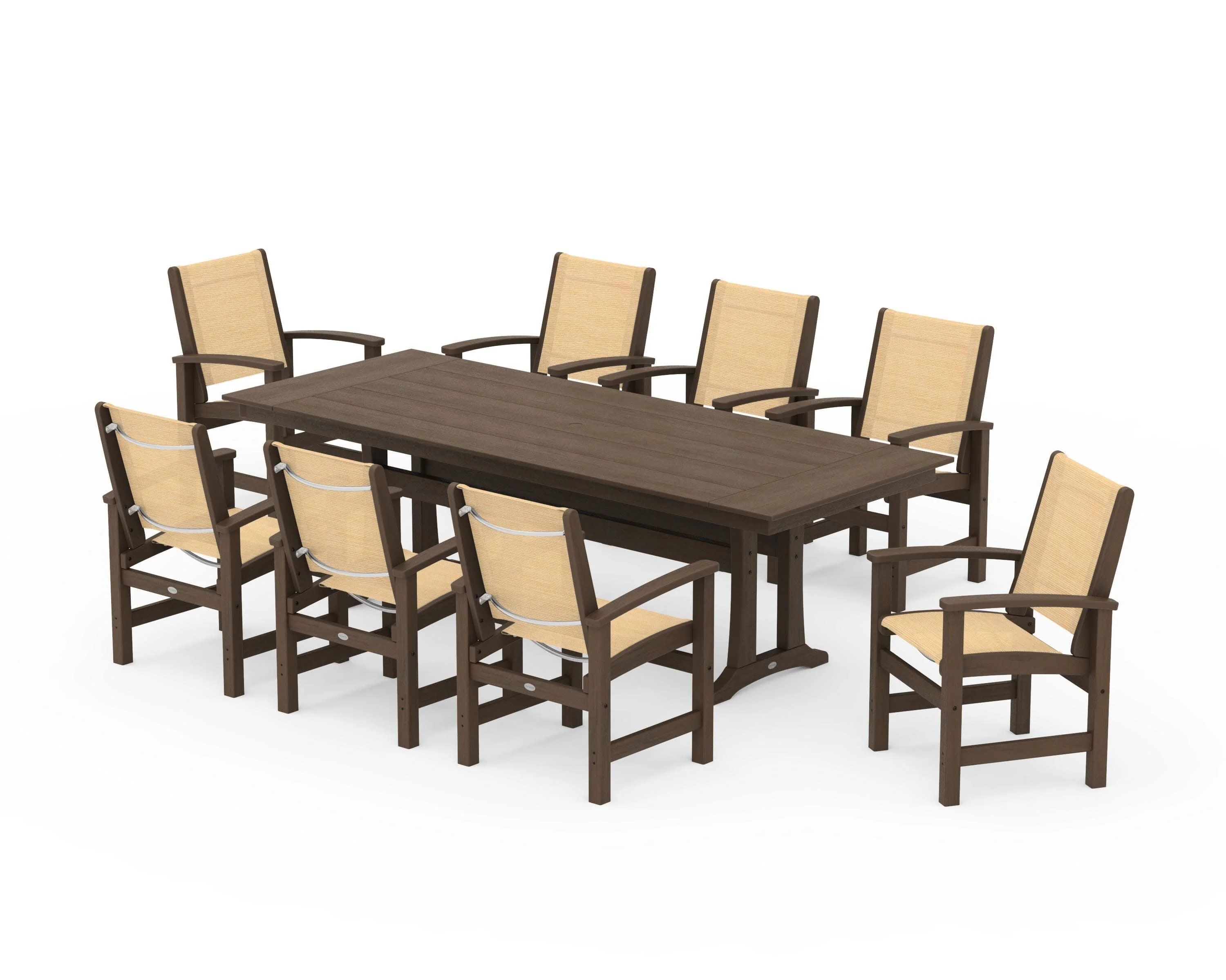 Coastal 9-Piece Farmhouse Dining Set with Trestle Legs - Image 130