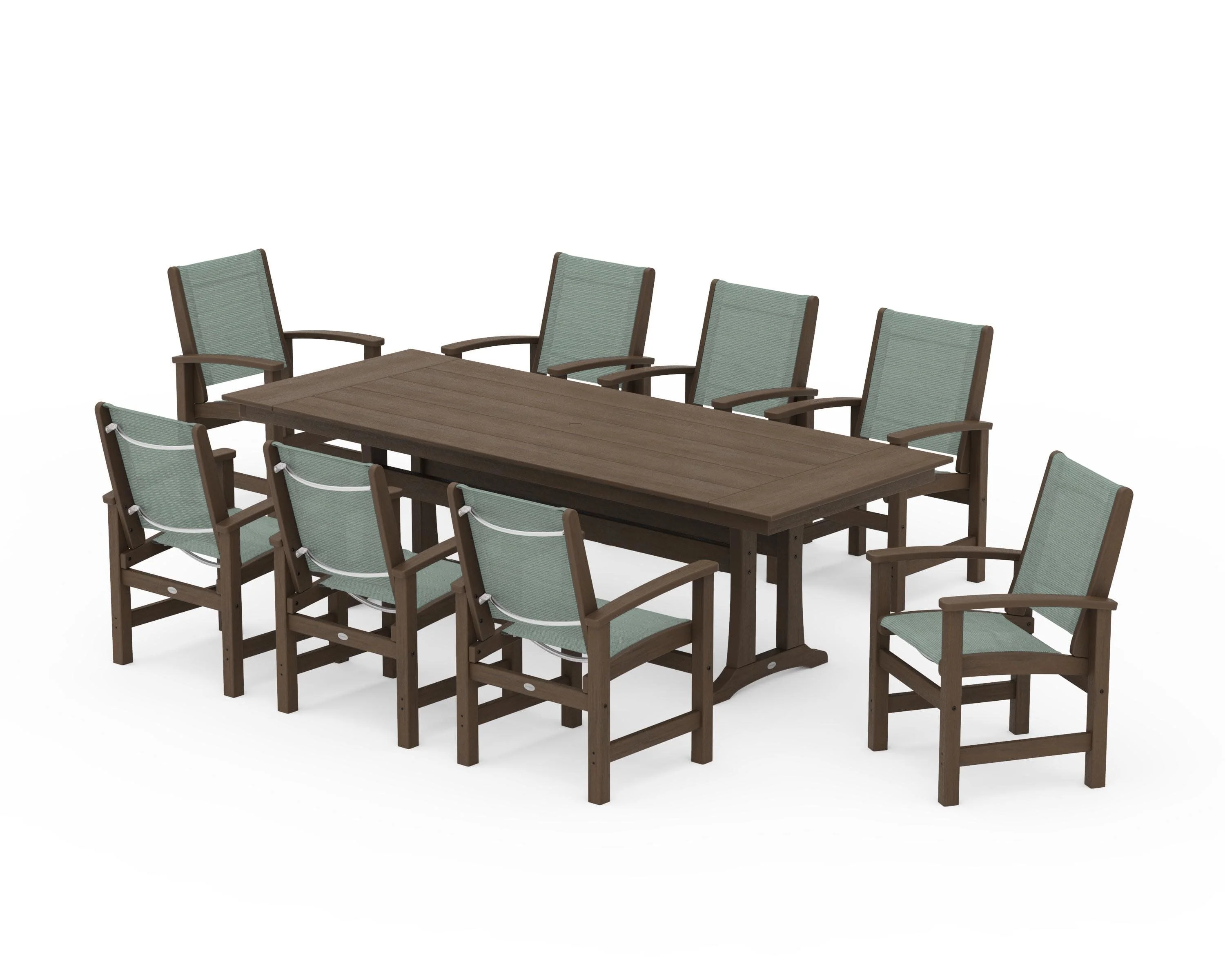 Coastal 9-Piece Farmhouse Dining Set with Trestle Legs - Image 131