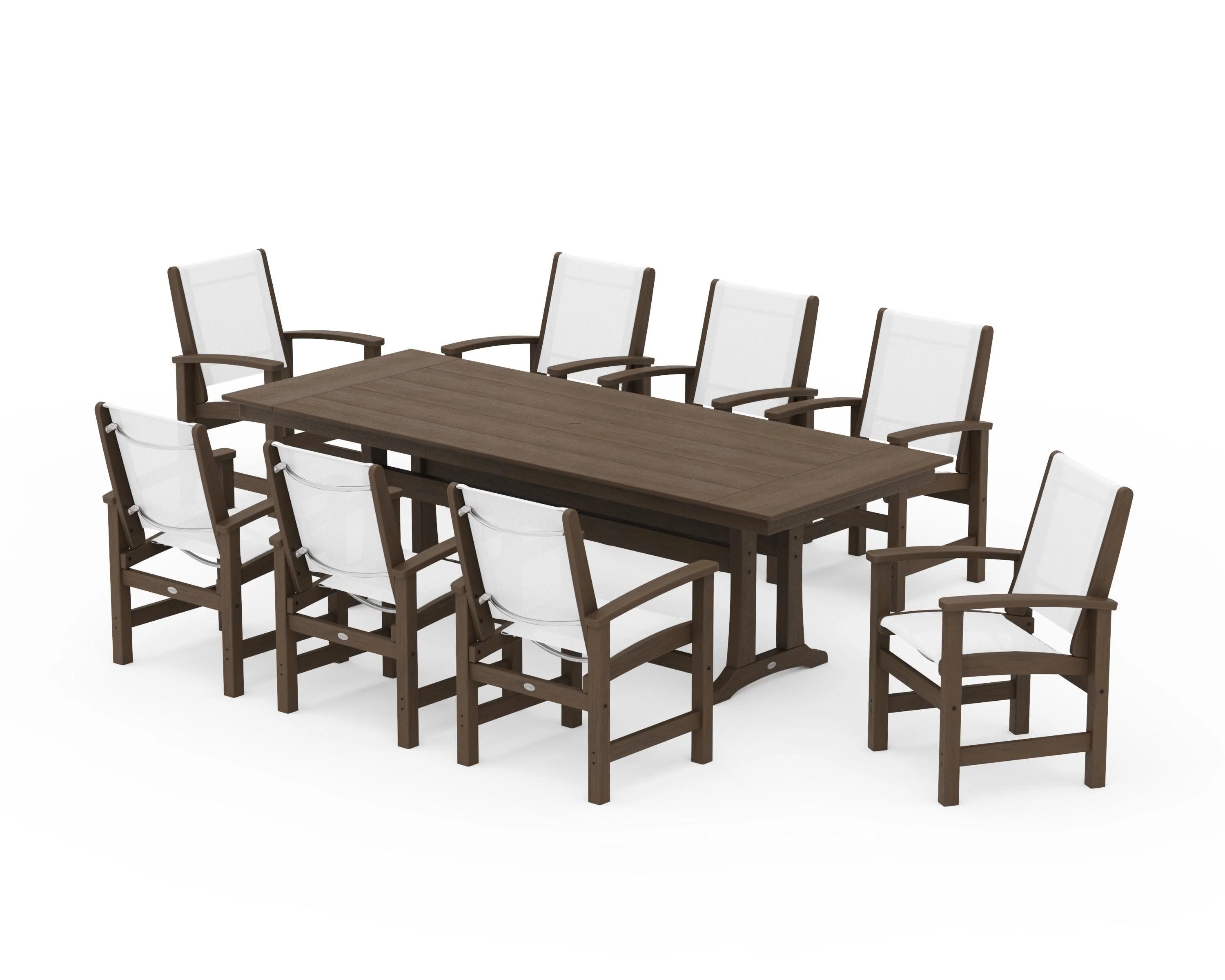 Coastal 9-Piece Farmhouse Dining Set with Trestle Legs - Image 132