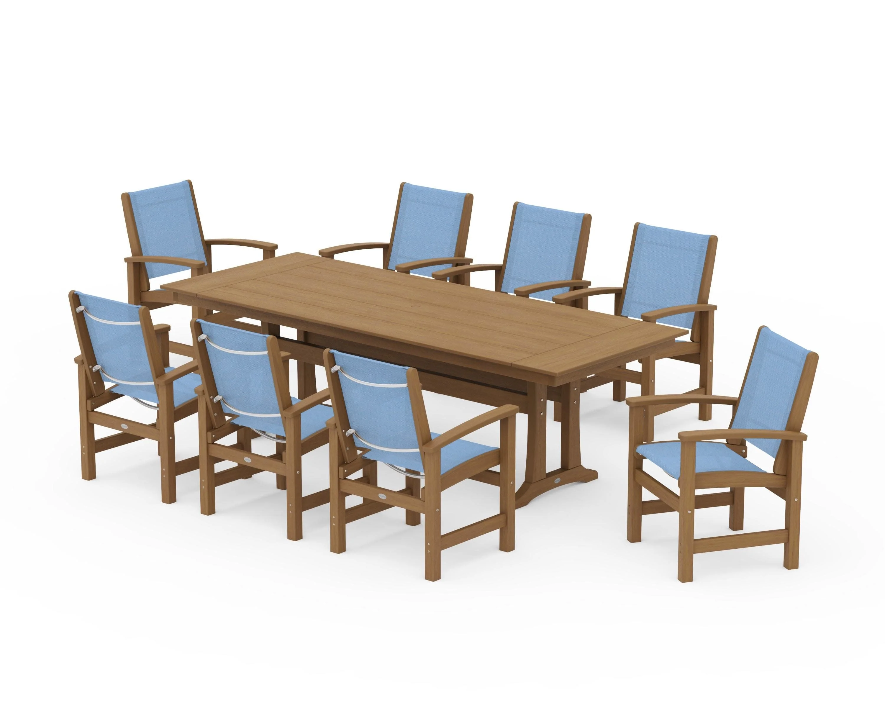 Coastal 9-Piece Farmhouse Dining Set with Trestle Legs - Image 133