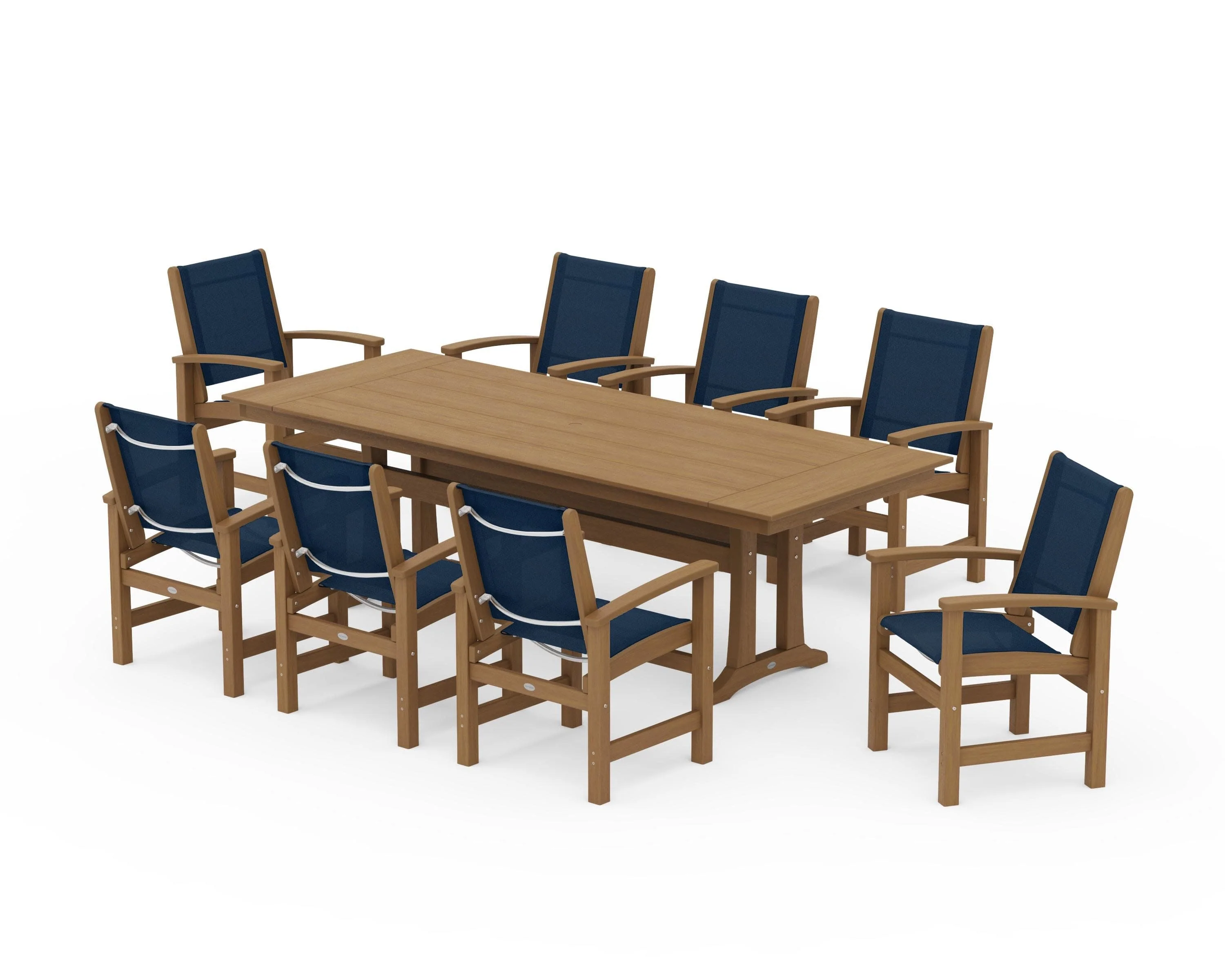 Coastal 9-Piece Farmhouse Dining Set with Trestle Legs - Image 134