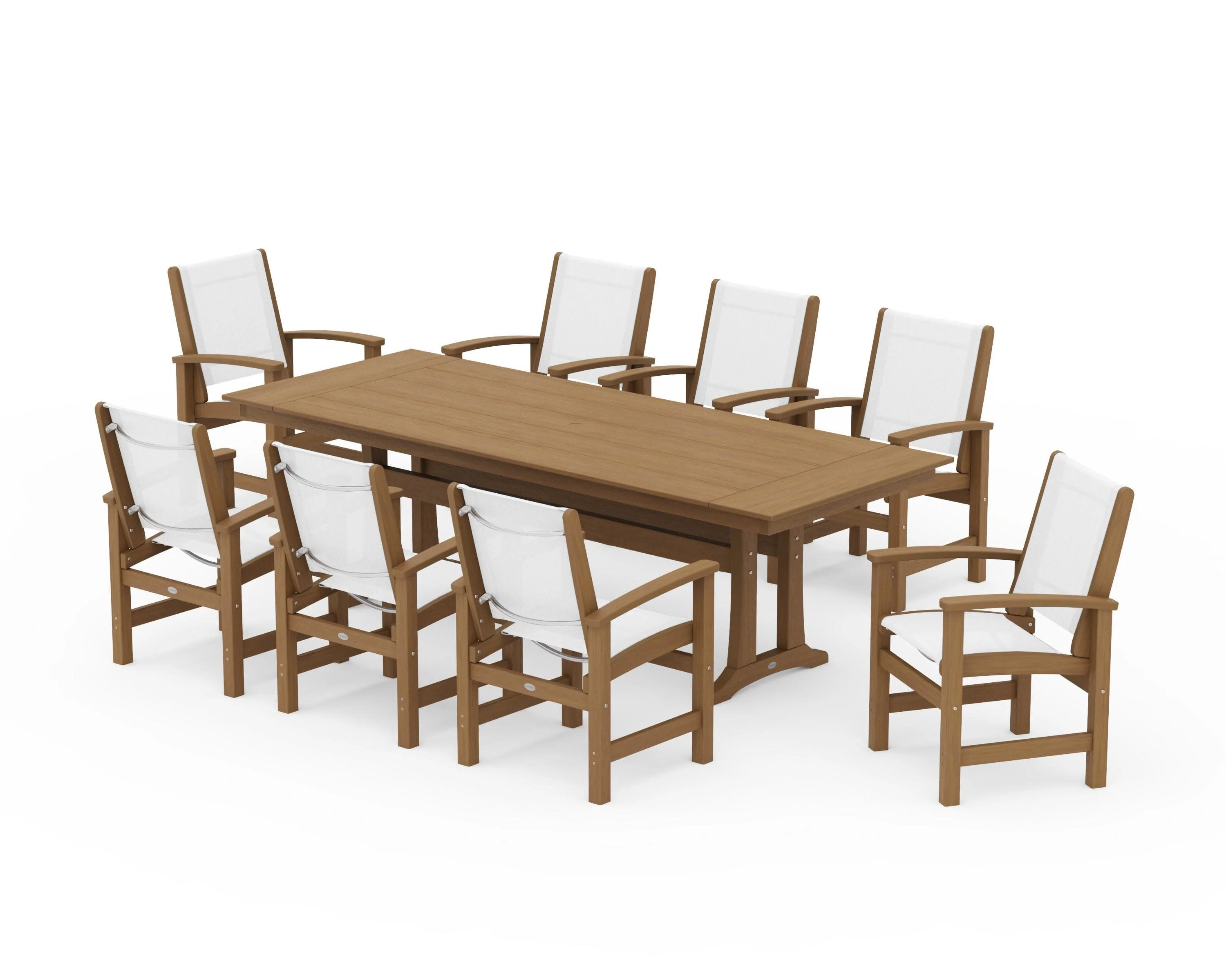 Coastal 9-Piece Farmhouse Dining Set with Trestle Legs - Image 135