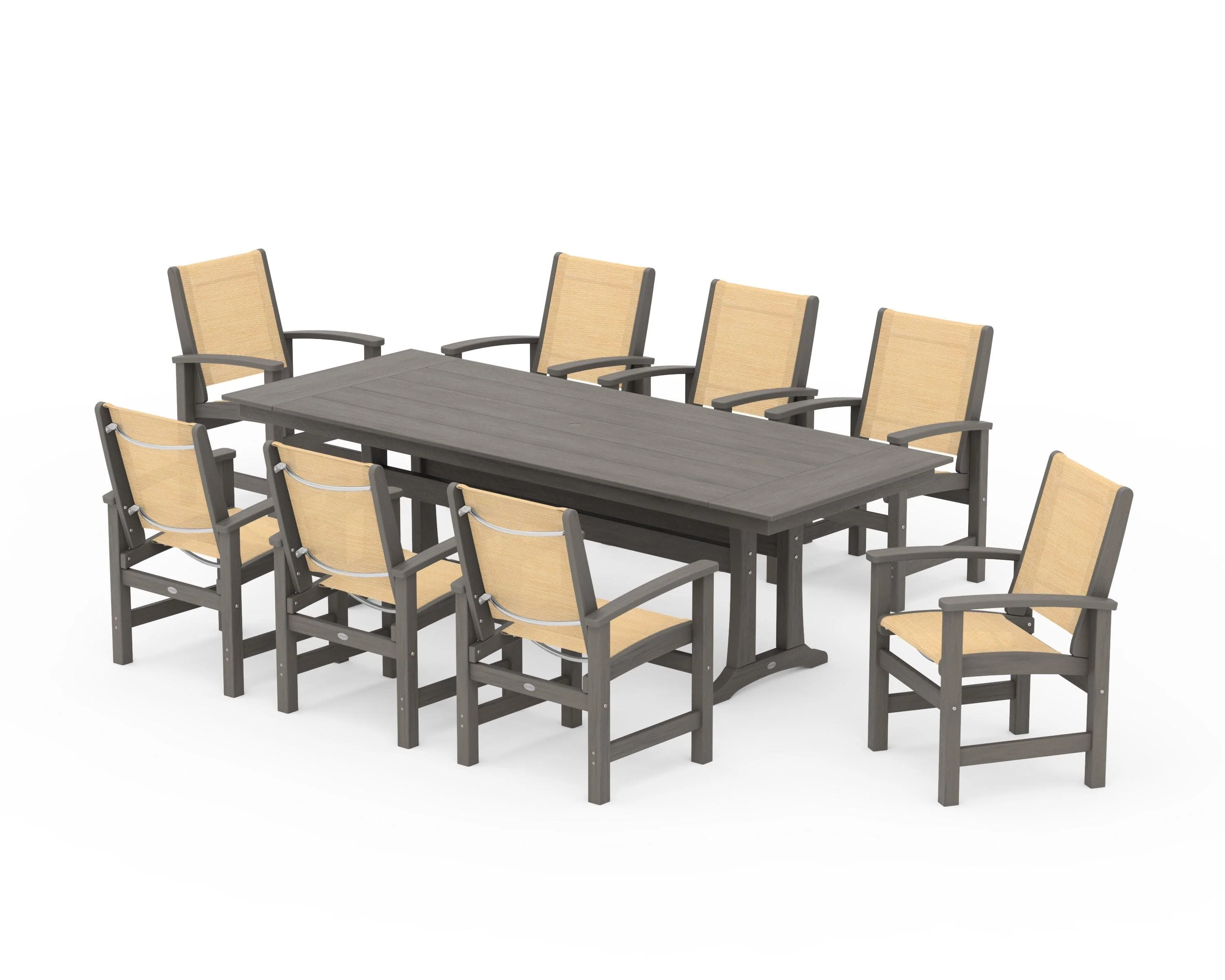 Coastal 9-Piece Farmhouse Dining Set with Trestle Legs - Image 138